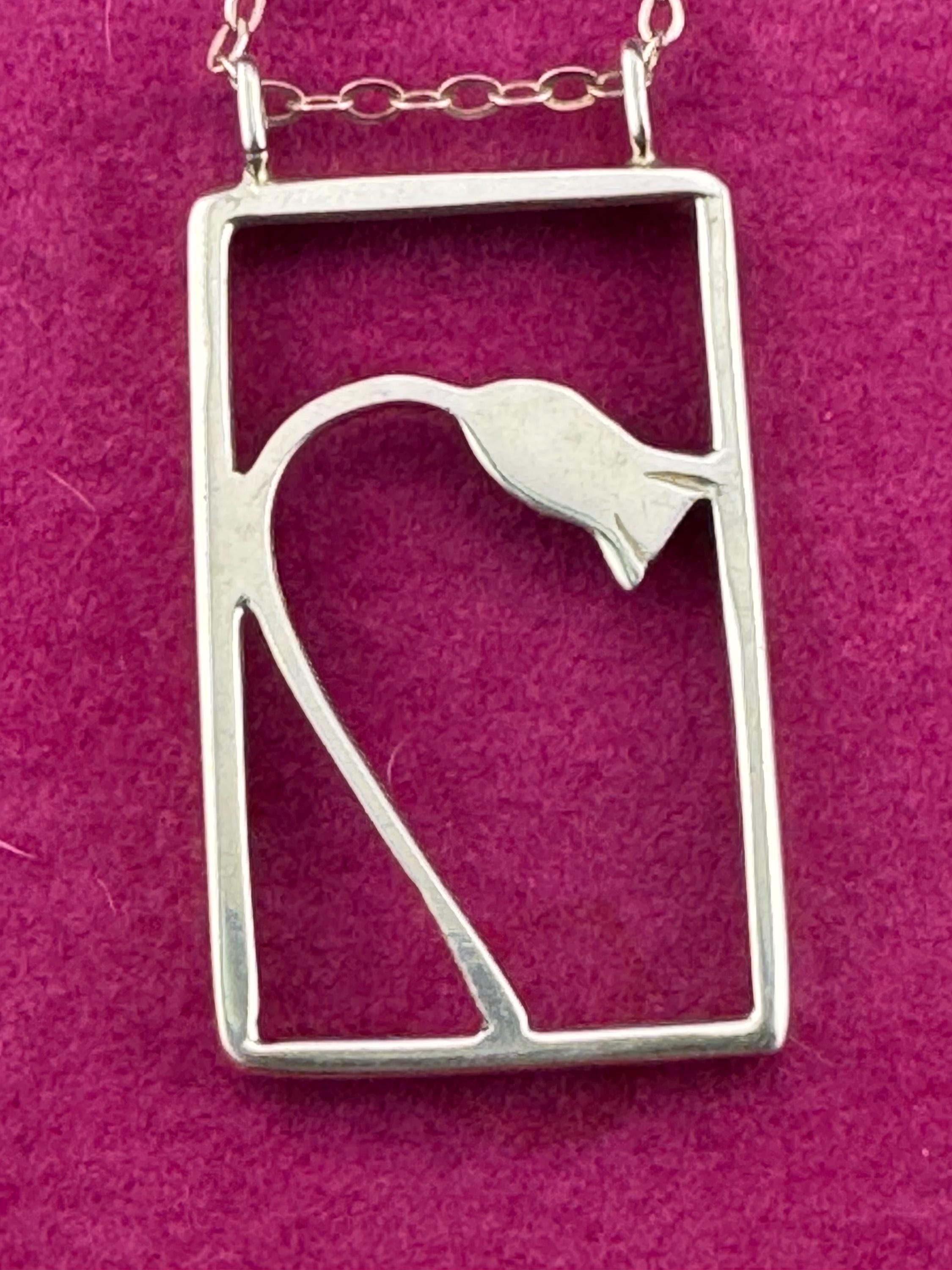 Vintage snowdrop Scottish thistle 925 Sterling Silver modernist flower pendant necklace on 60cm chain TB letter D