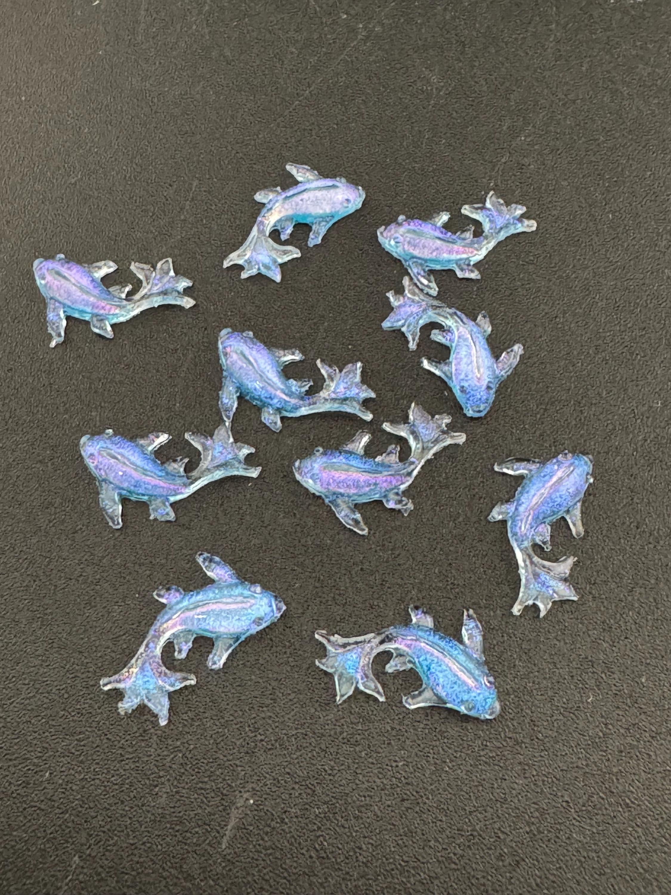 10 x 1.5cm miniature plastic blue fish pond seaside cake toppers cake decoration