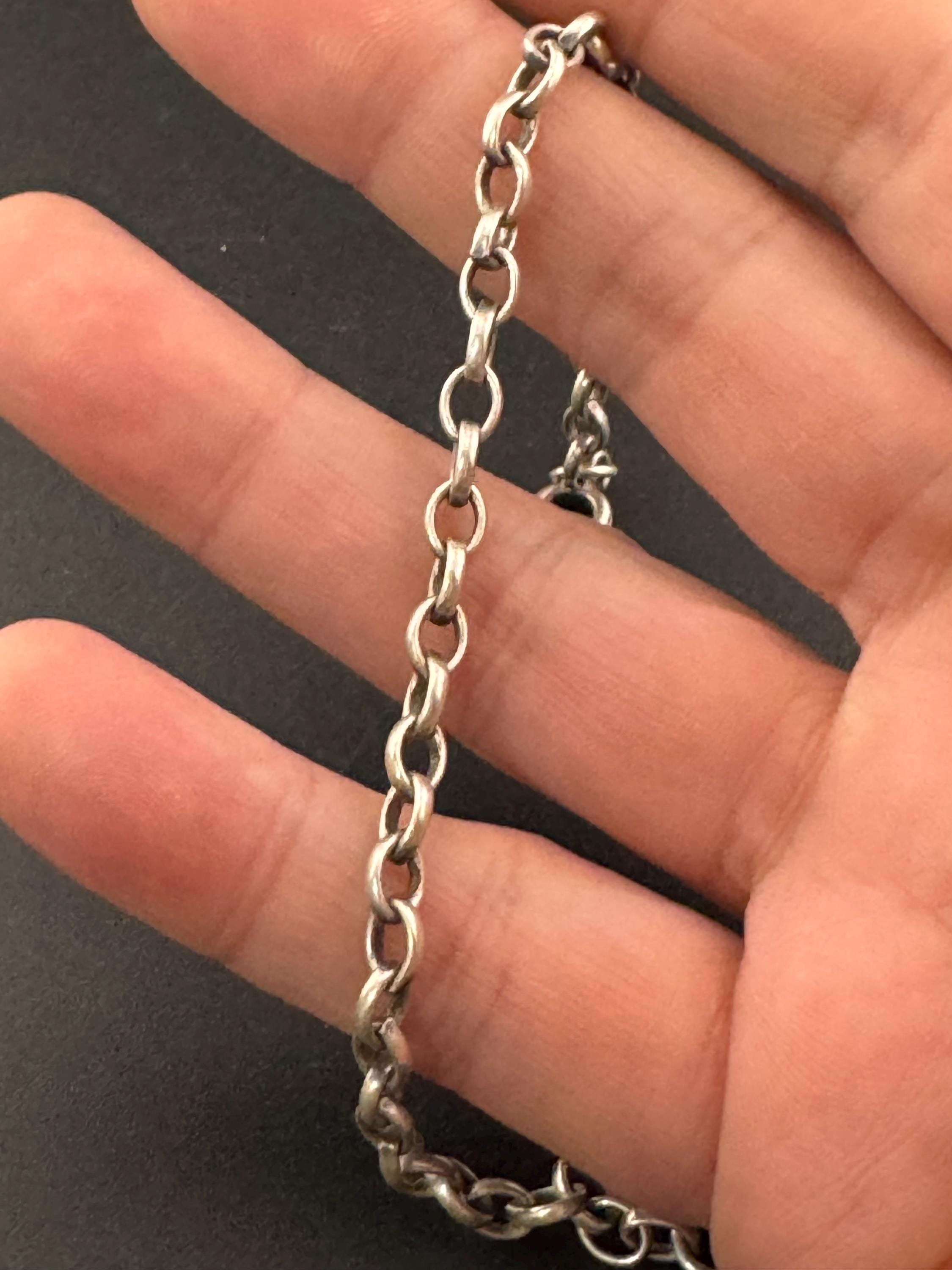 Dainty Retro plain 925 Sterling silver curb chain belcher bracelet 20cm 7.1 grams