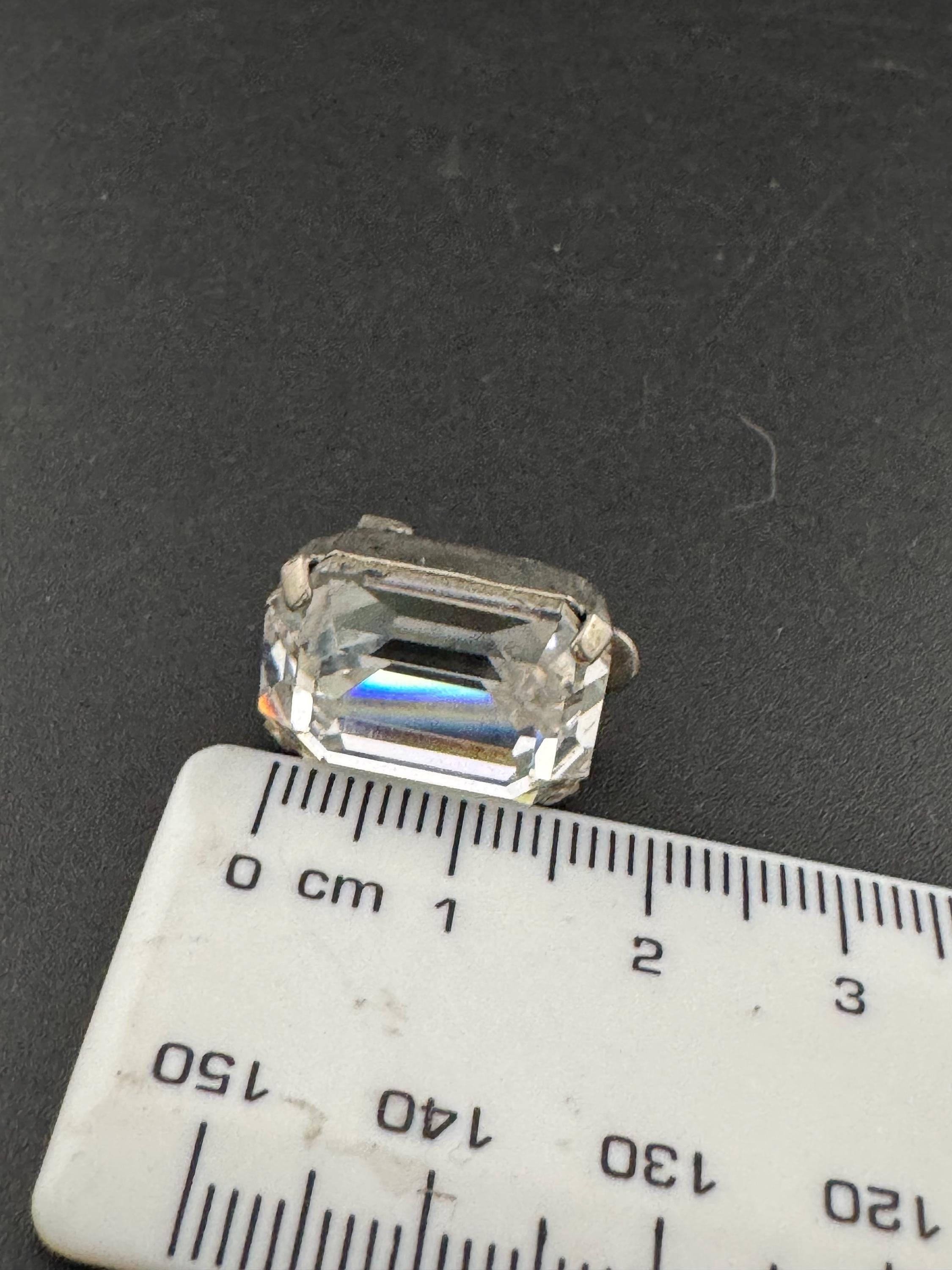 Vintage super sparkly octagonal Clip On Earrings clear Diamanté 1.5cm