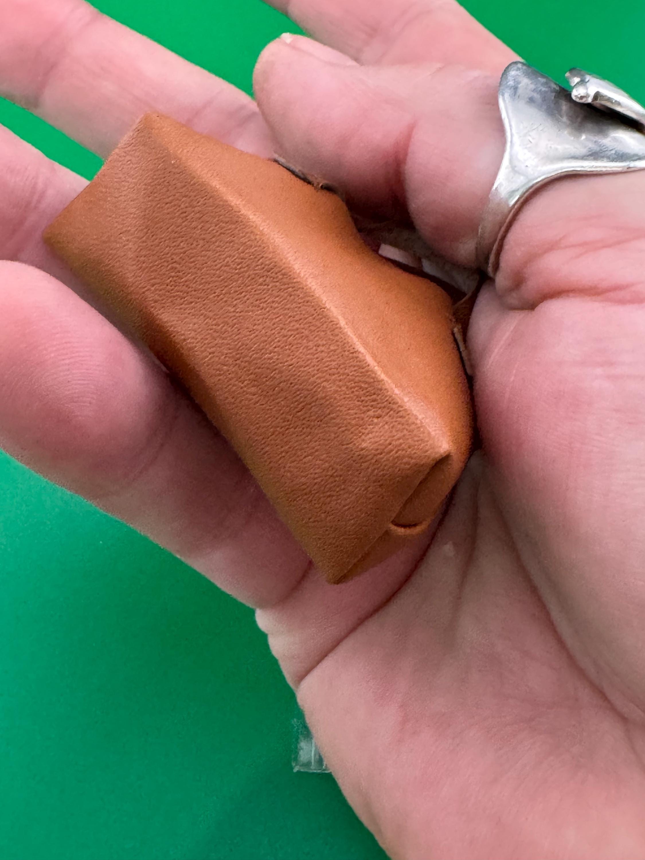 miniature brown tote handbag cake topper decoration for a dolls cake