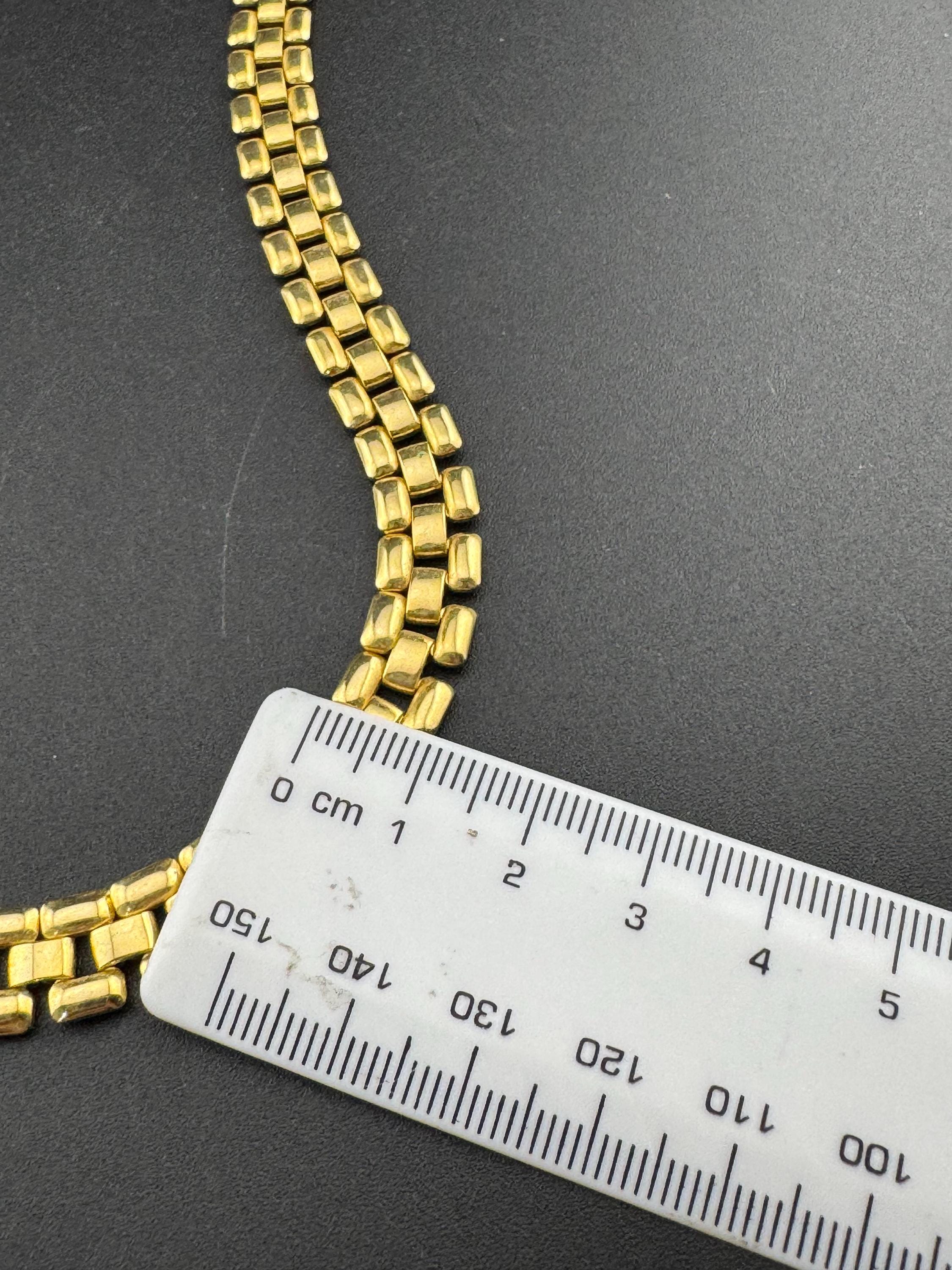 Retro 1980s slim panther link gold tone choker necklace