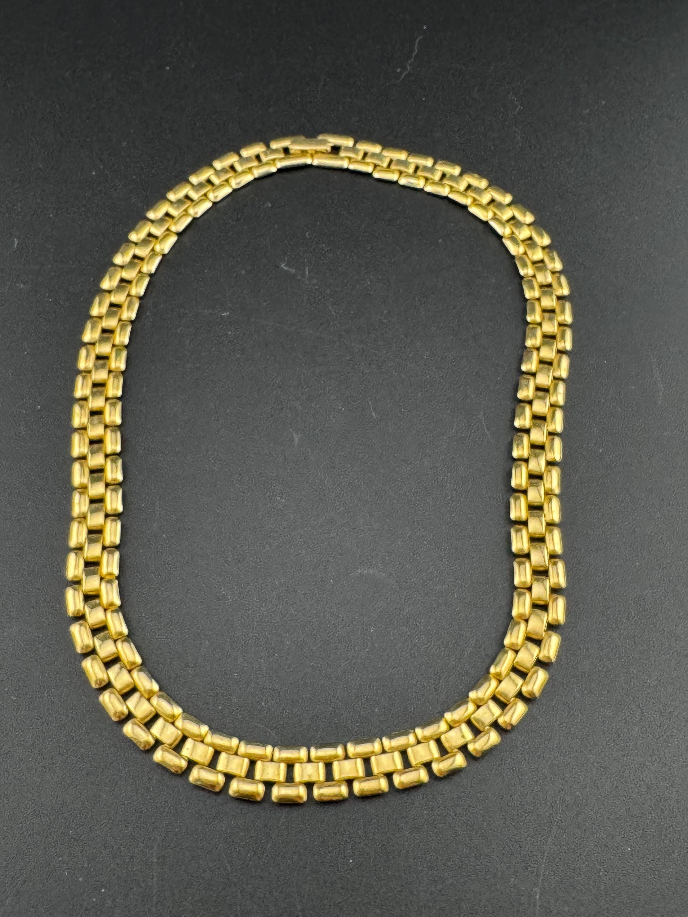 Retro 1980s slim panther link gold tone choker necklace