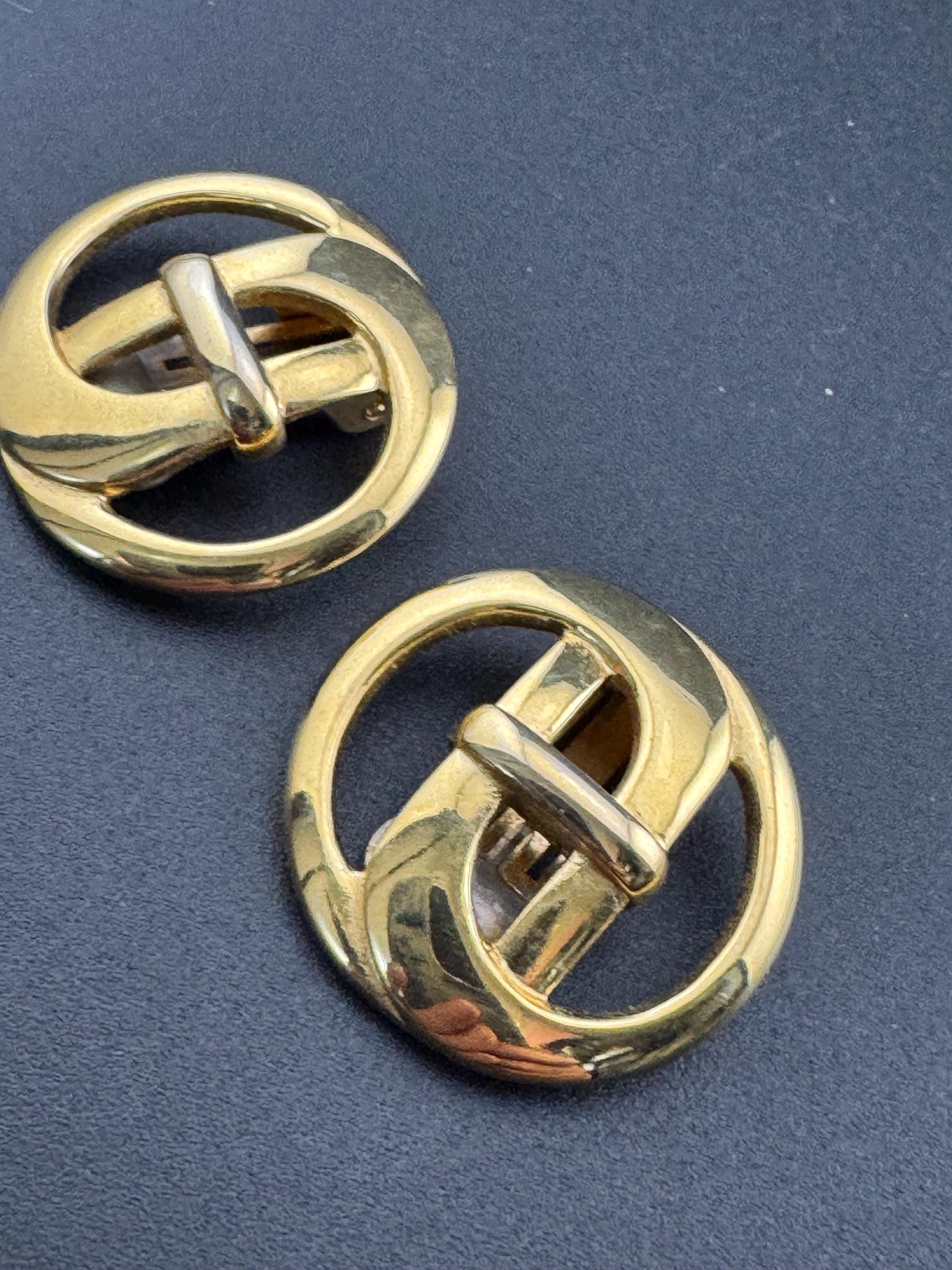Vintage Retro 1980s oversized gold tone high end pierced large stud Earrings