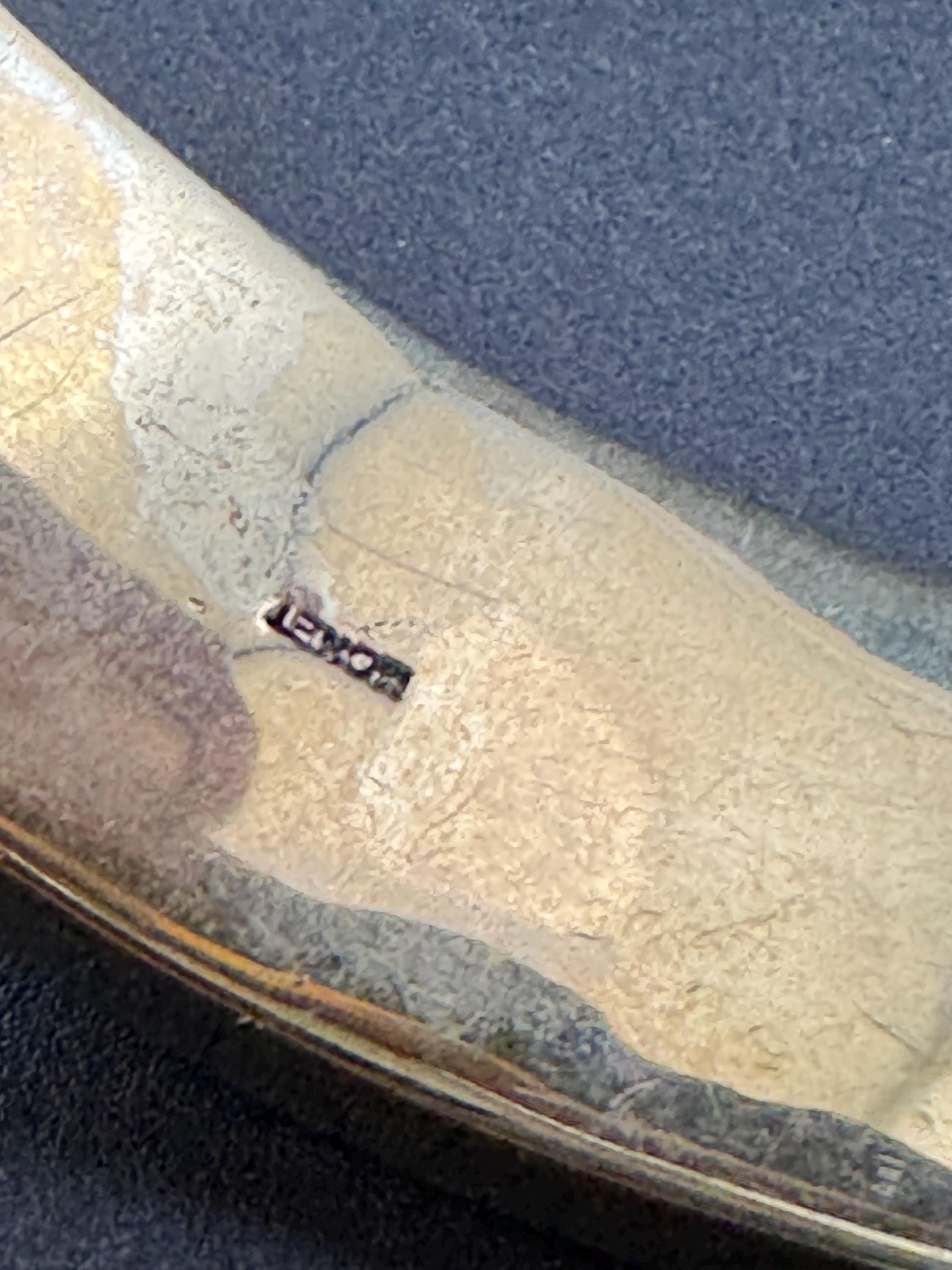 As found Signed Monet beige brown neutral Enamel oval clamper Bangle