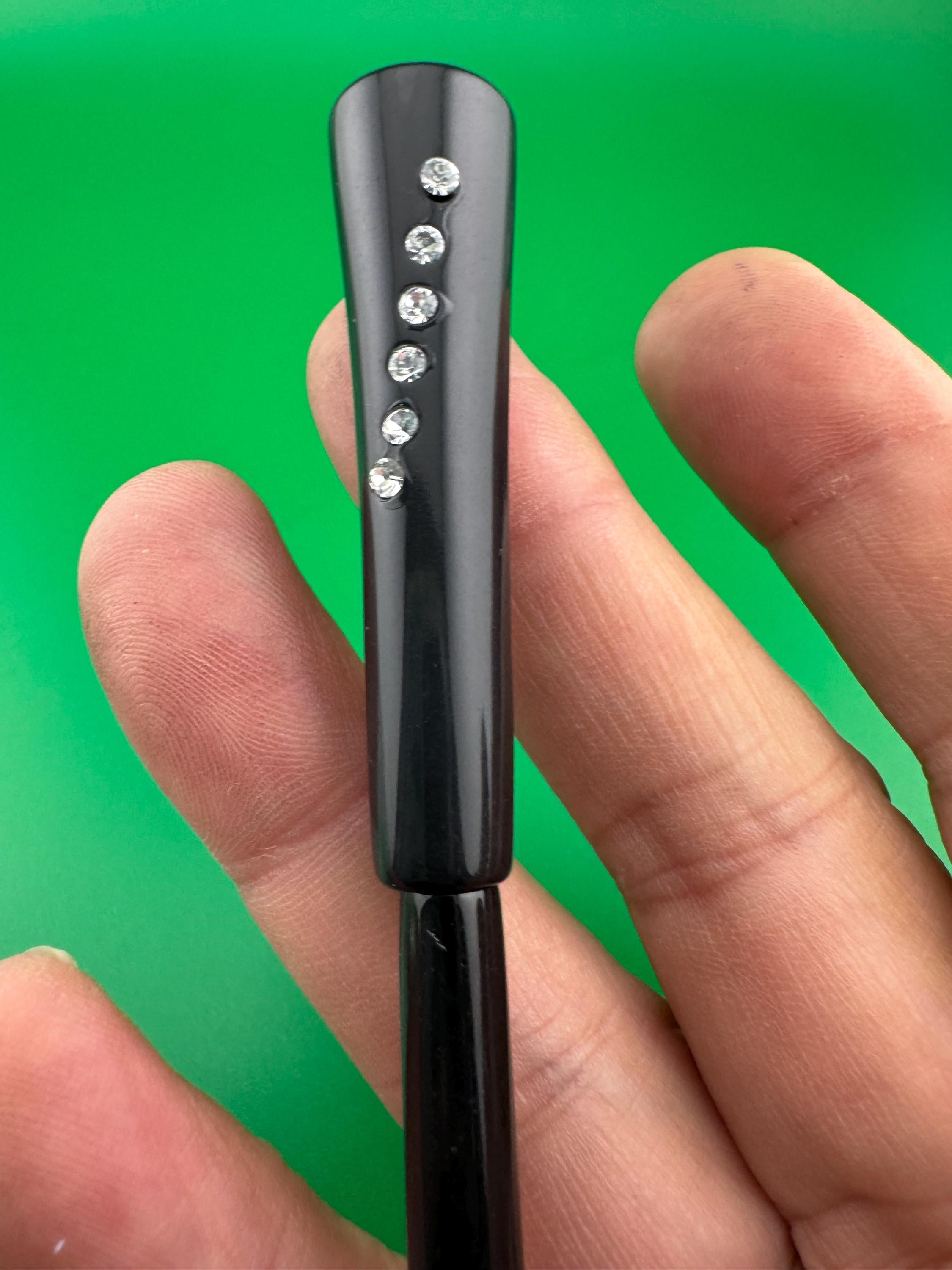 Vintage early plastic black diamanté crystal rhinestone ladies long Cigarette Holder