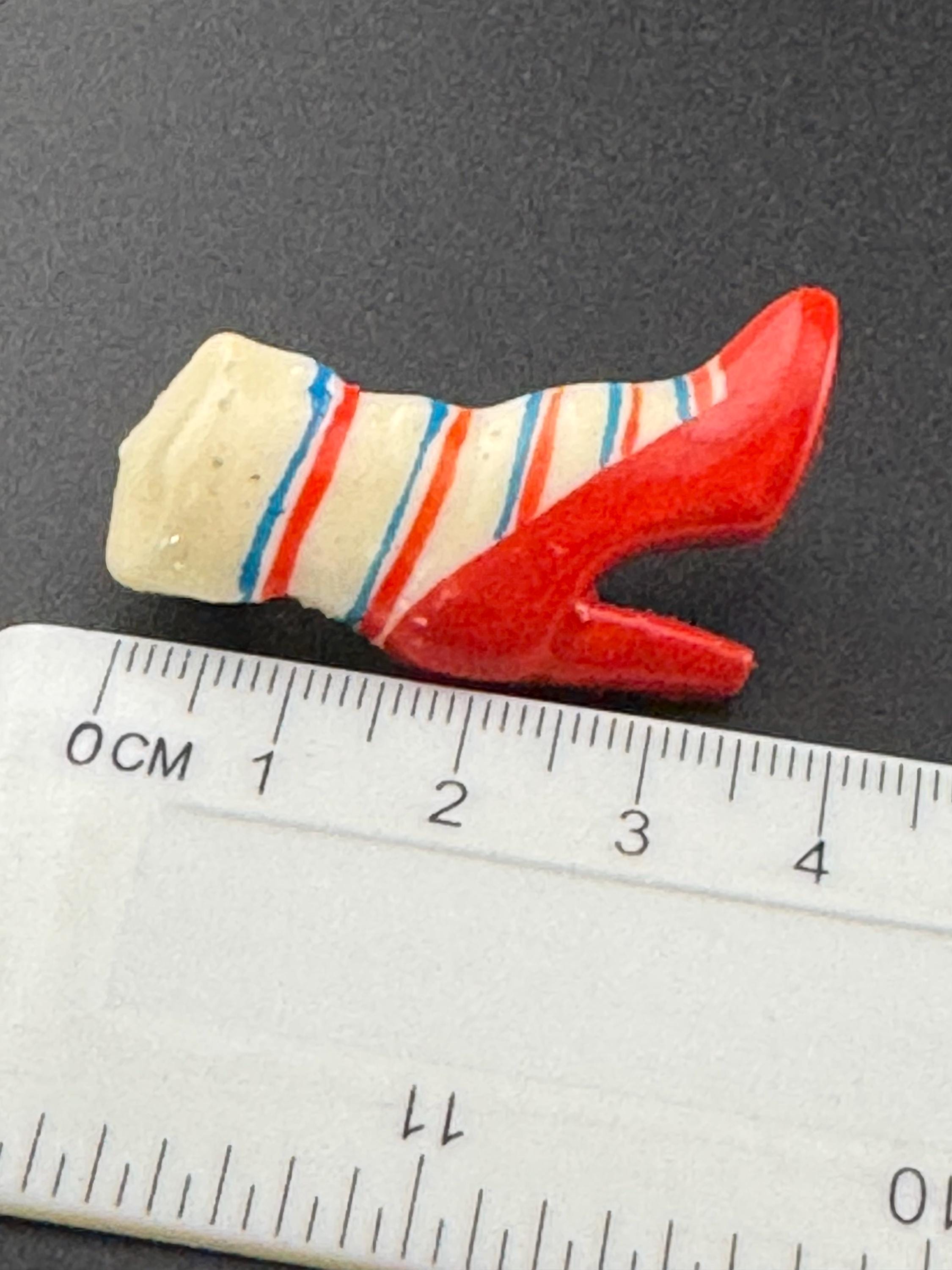 Early Plastic vintage bright red pair high heeled shoe brooch pin 1950s Antique Vintage celluloid Kitsch