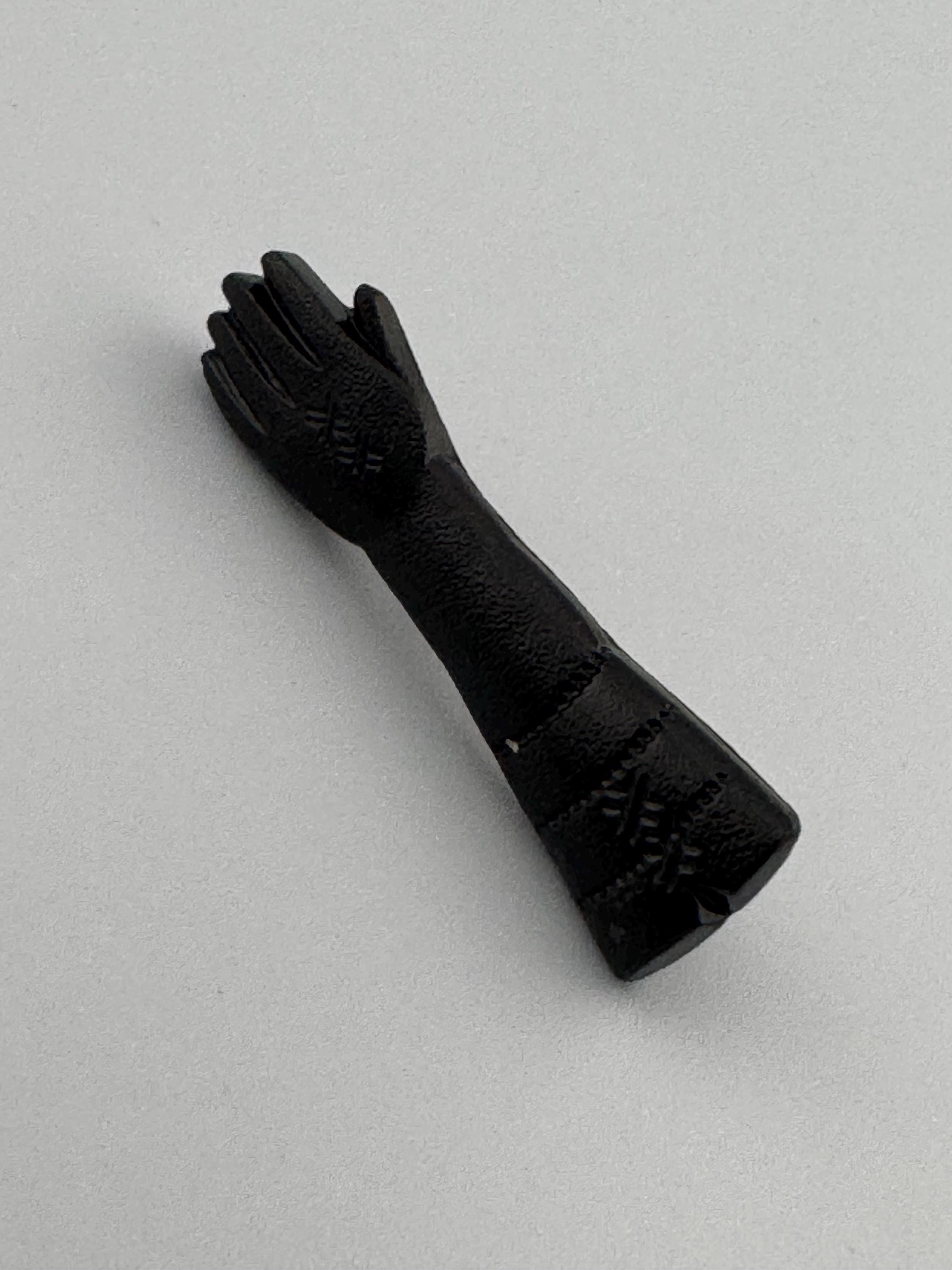 antique Czech figa hand brooch in black moulded glass