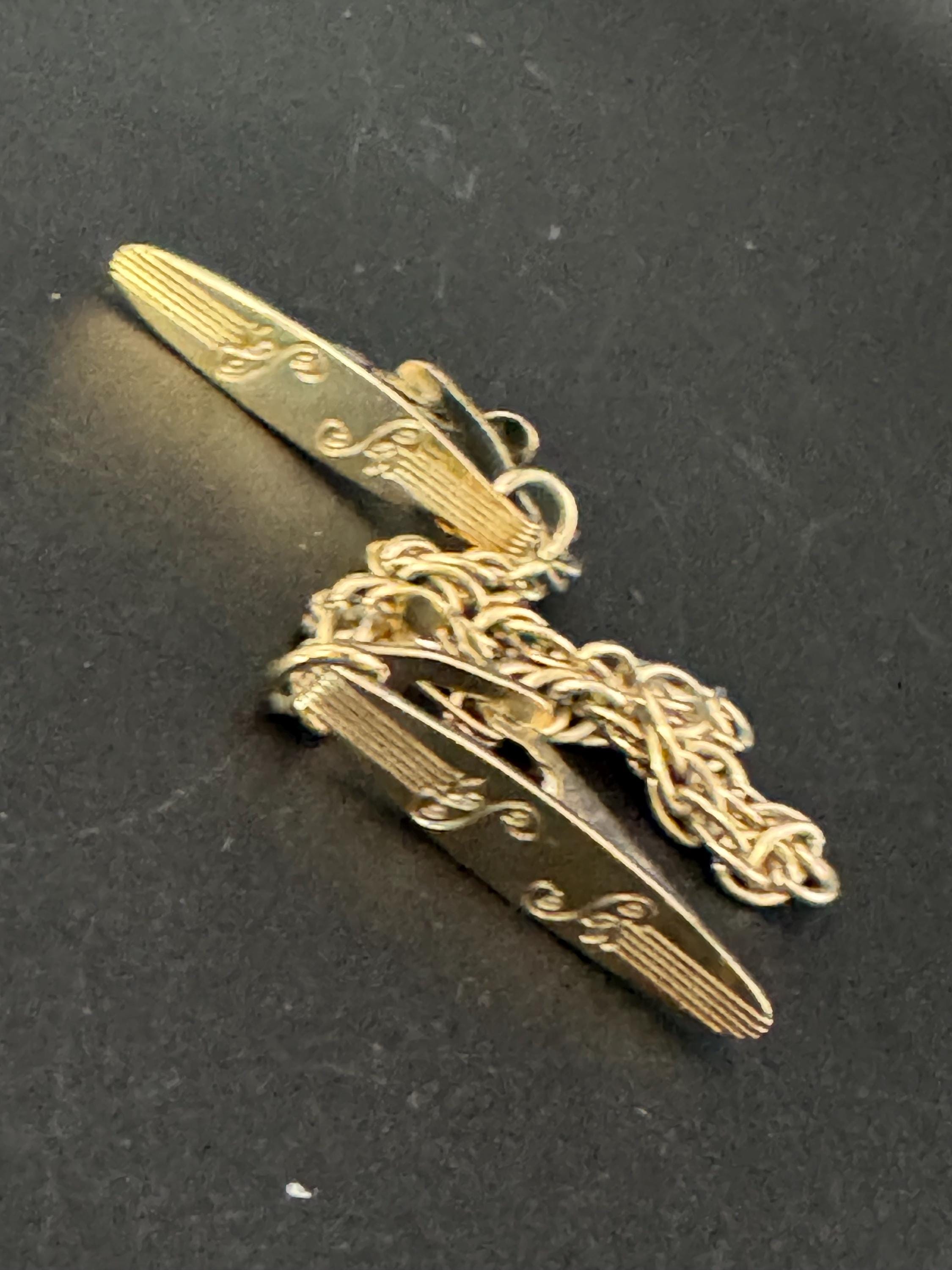 vintage double gold tone oval panel metal sweater guards jumper clips