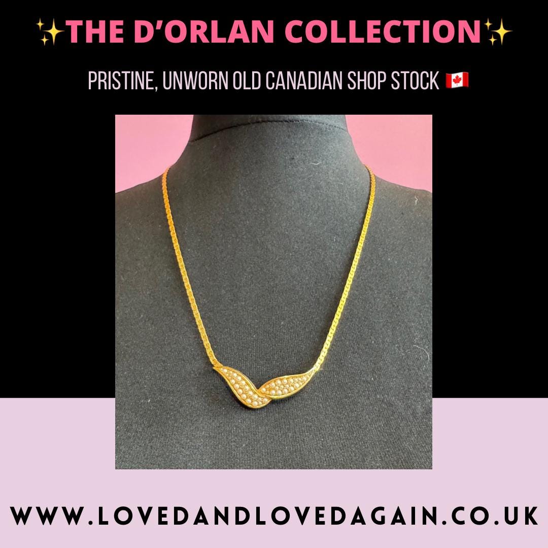Vintage D’orlan Canada designer 22ct triple gold plated and faux seed pearl chain necklace 63cm