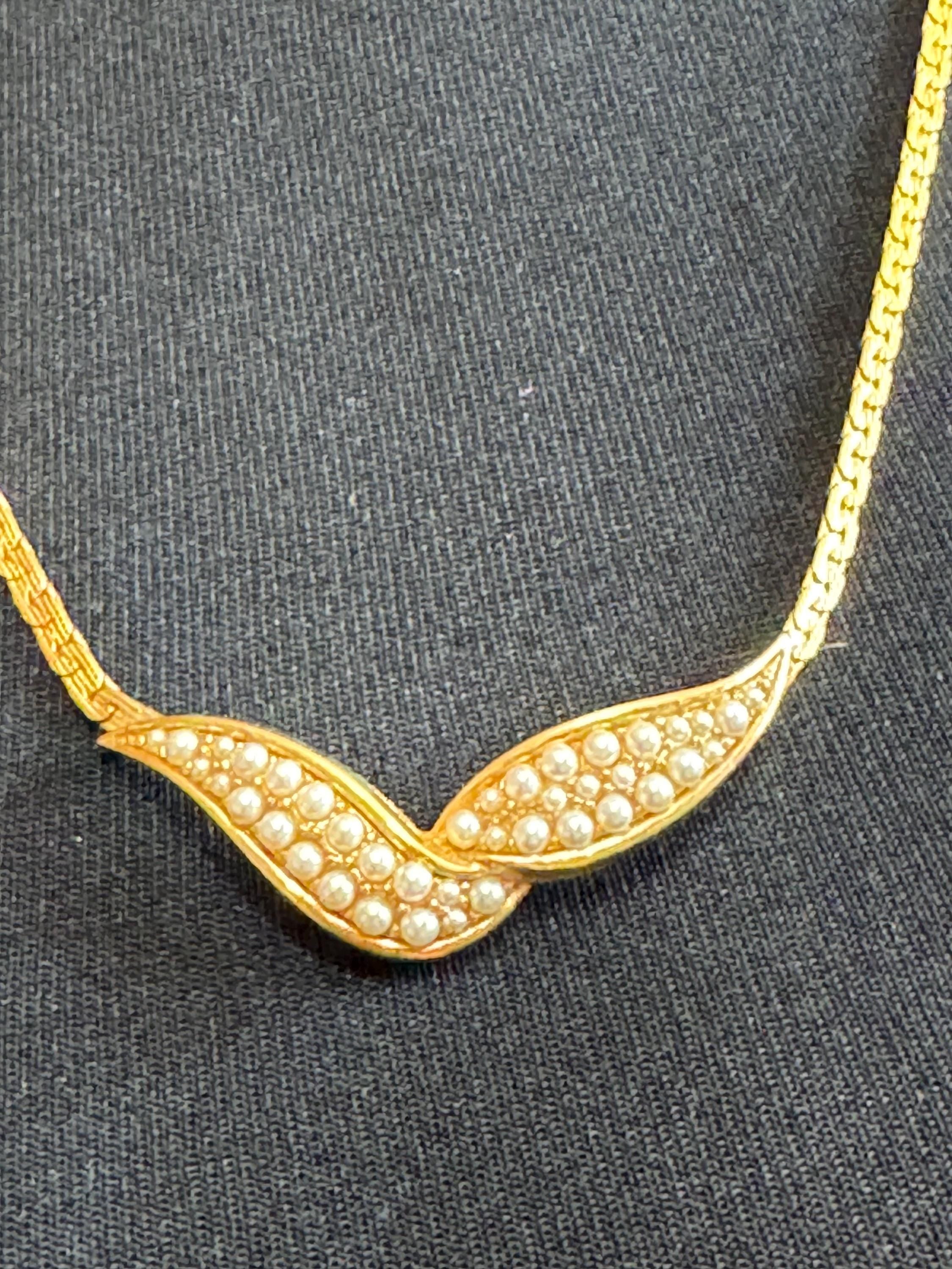 Vintage D’orlan Canada designer 22ct triple gold plated and faux seed pearl chain necklace 63cm