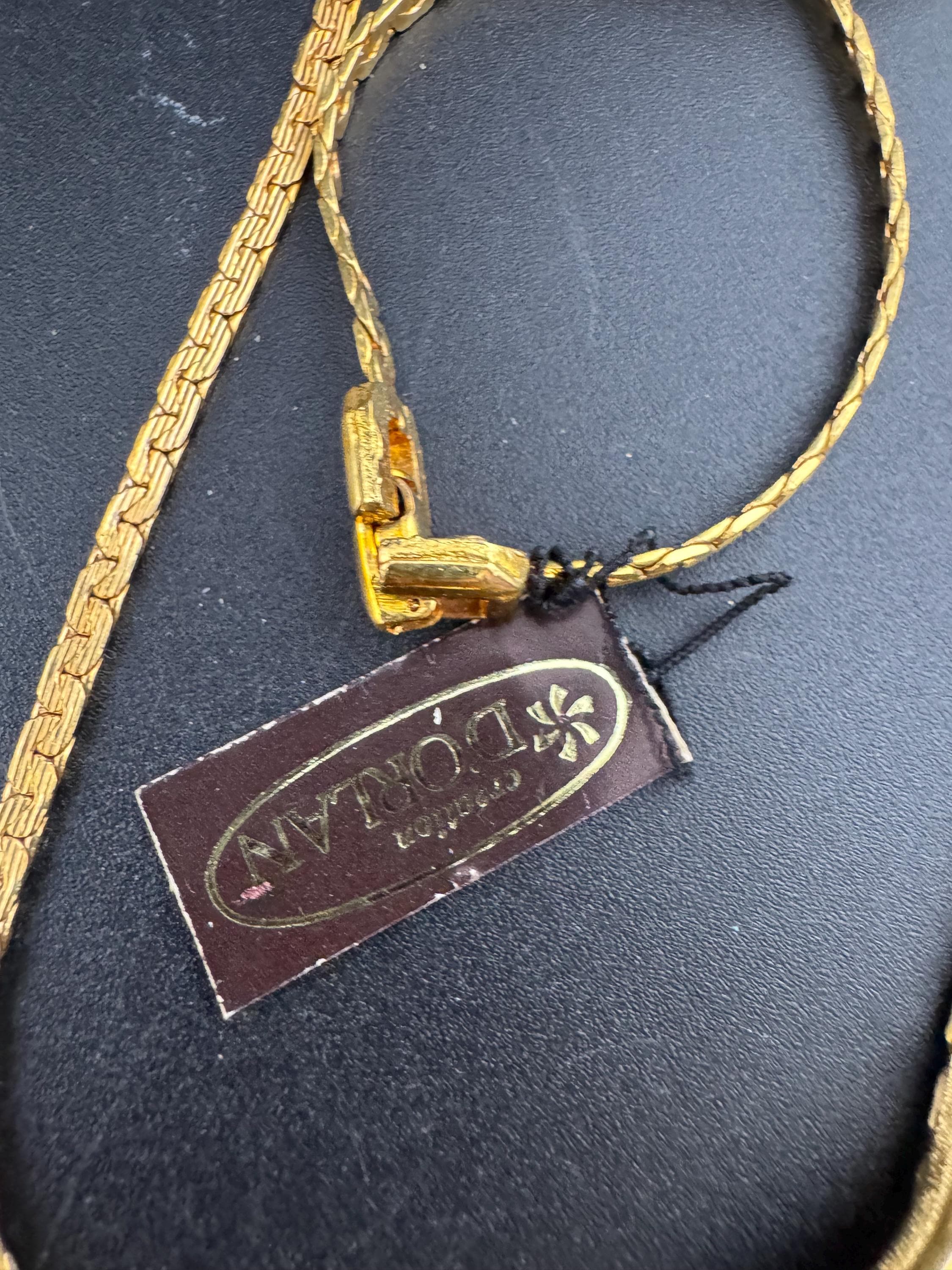 Vintage D’orlan Canada designer 22ct triple gold plated and faux seed pearl chain necklace 63cm