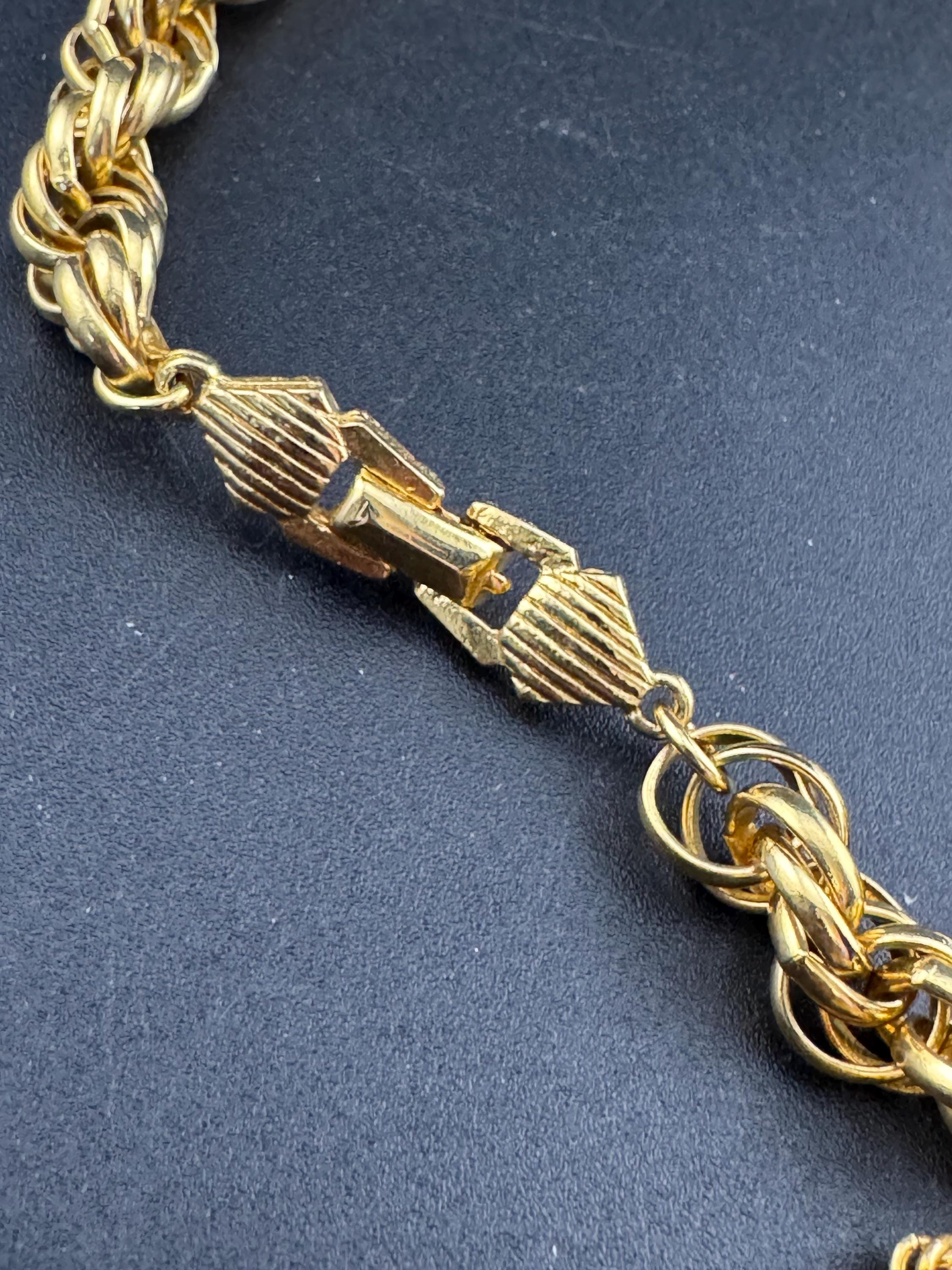Vintage D’orlan Canada designer 22ct triple gold plated Swarovski Crystal chunky rope chain pendant tassel necklace 75cm
