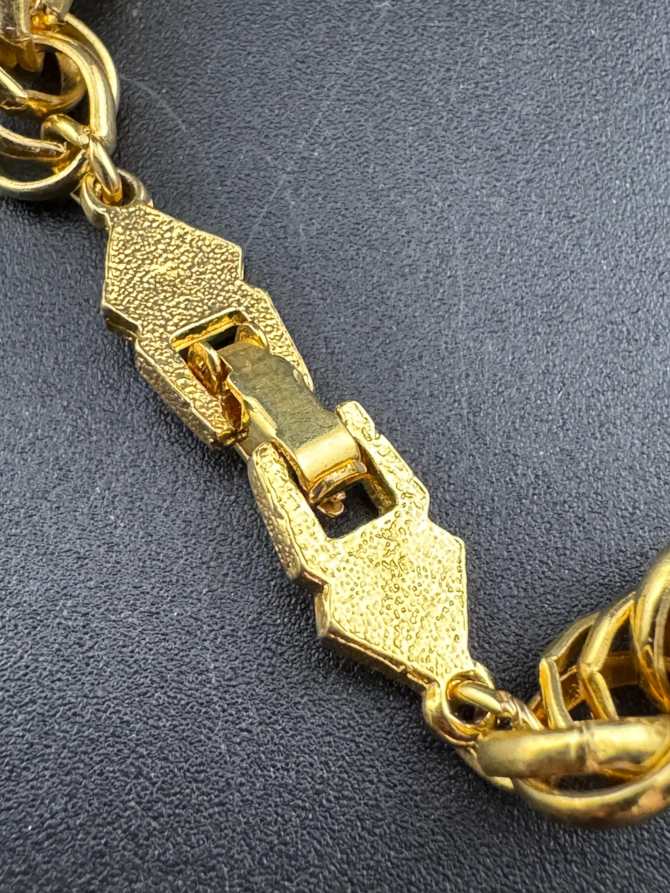 Vintage D’orlan Canada designer 22ct triple gold plated Swarovski Crystal chunky rope chain pendant tassel necklace 75cm