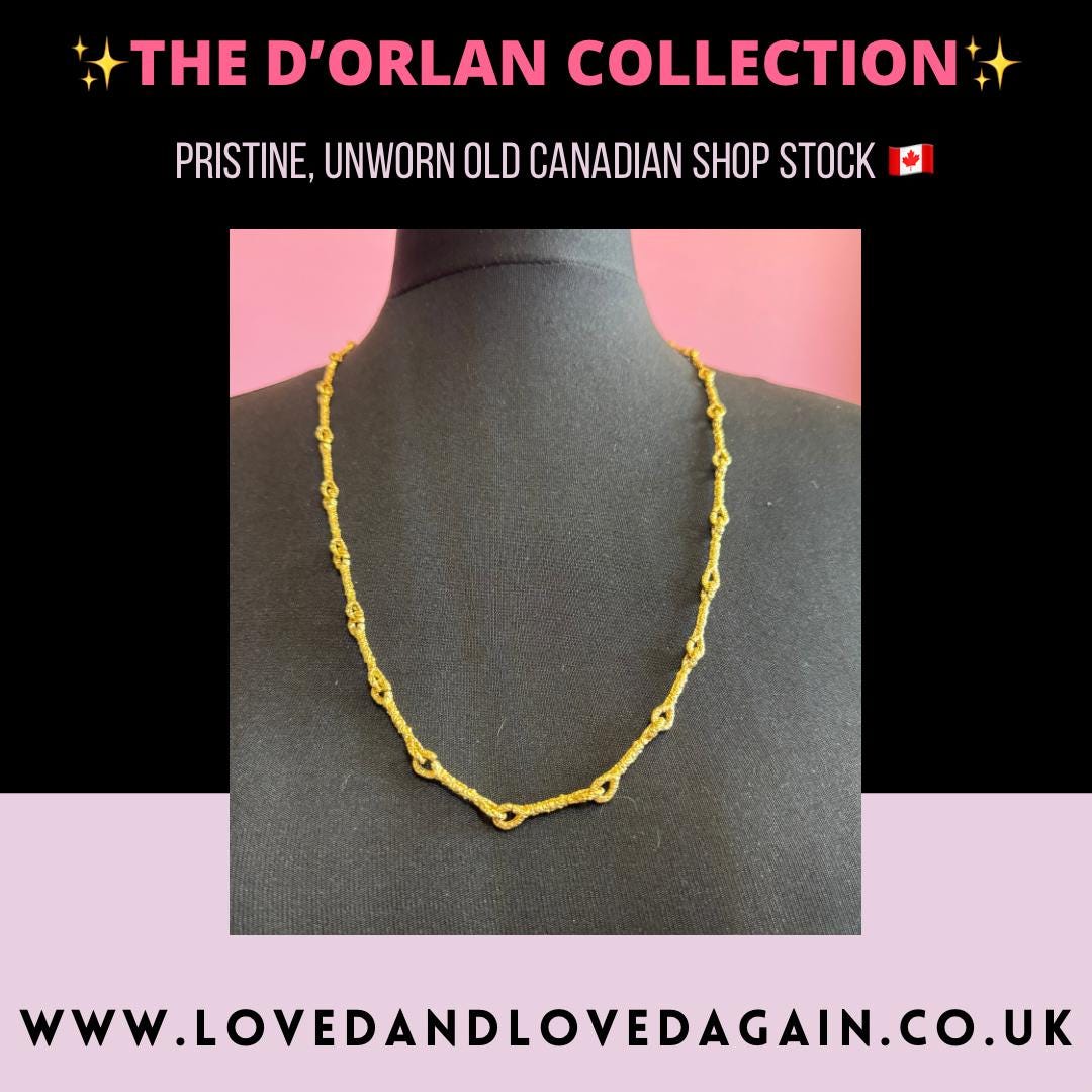 Vintage D’orlan Canada designer 22ct triple gold plated fancy brutalist bar link 75cm long chain necklace