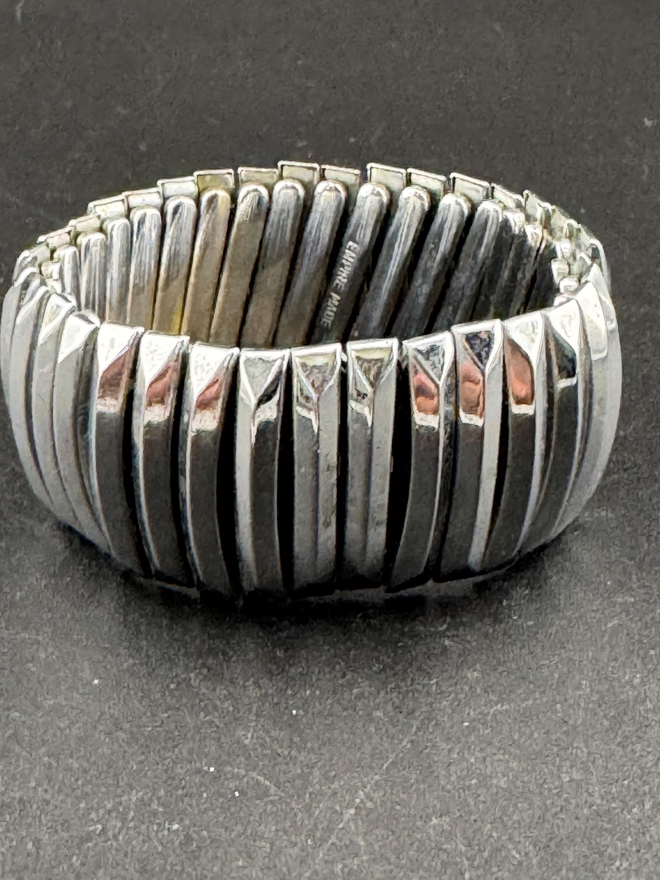 1950s Vintage chrome 3cm wide expandable stretch cuff bracelet bangle EMPIRE MADE