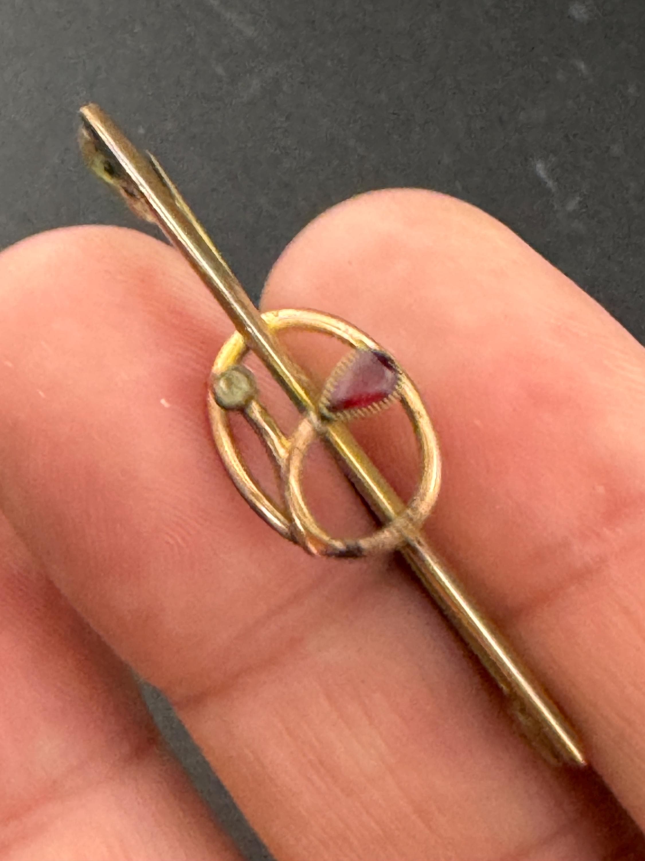 Antique Vintage amethyst teardrop Bar Brooch 1920s Victorian Edwardian 4.5cm, Rolled gold or Pinchbeck