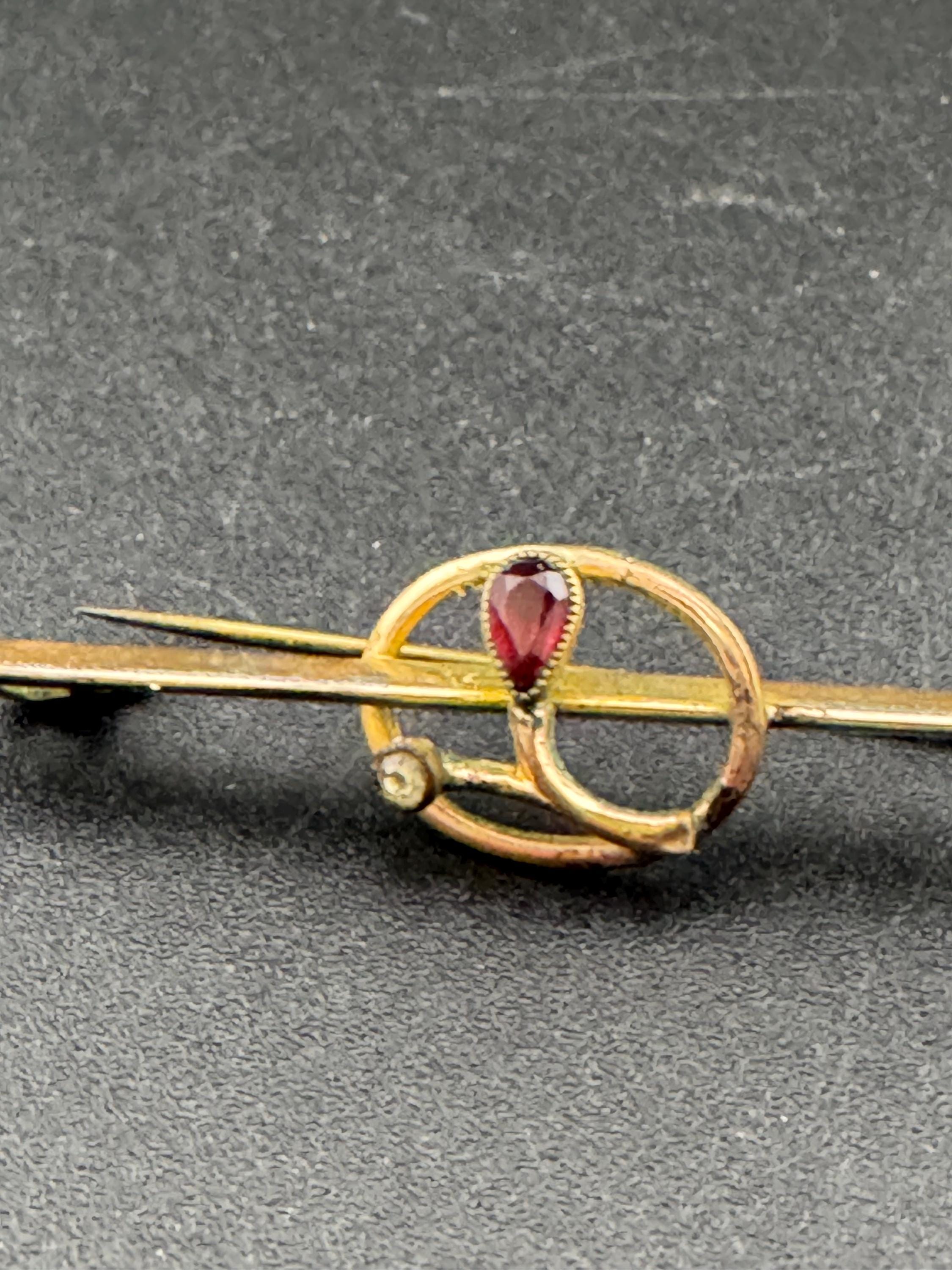 Antique Vintage amethyst teardrop Bar Brooch 1920s Victorian Edwardian 4.5cm, Rolled gold or Pinchbeck