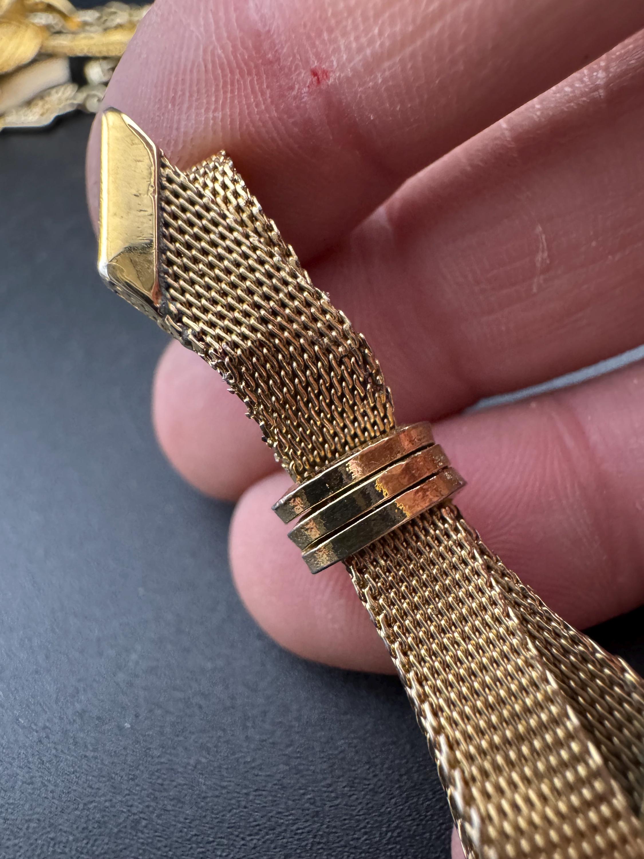 vintage mesh bow brooch small MCM gold tone 3cm 1960s 1970s with wear