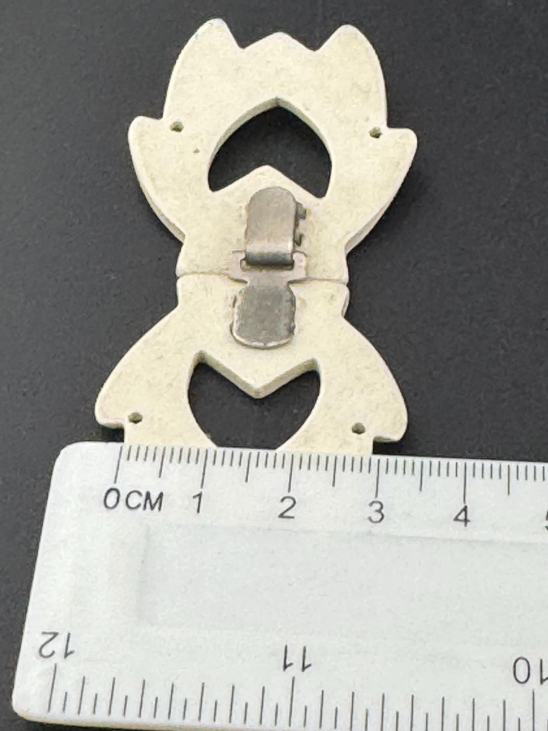 Antique Vintage Art deco Cream early plastic 2 part double sew on Belt Buckle 1920s 1930s Sewing