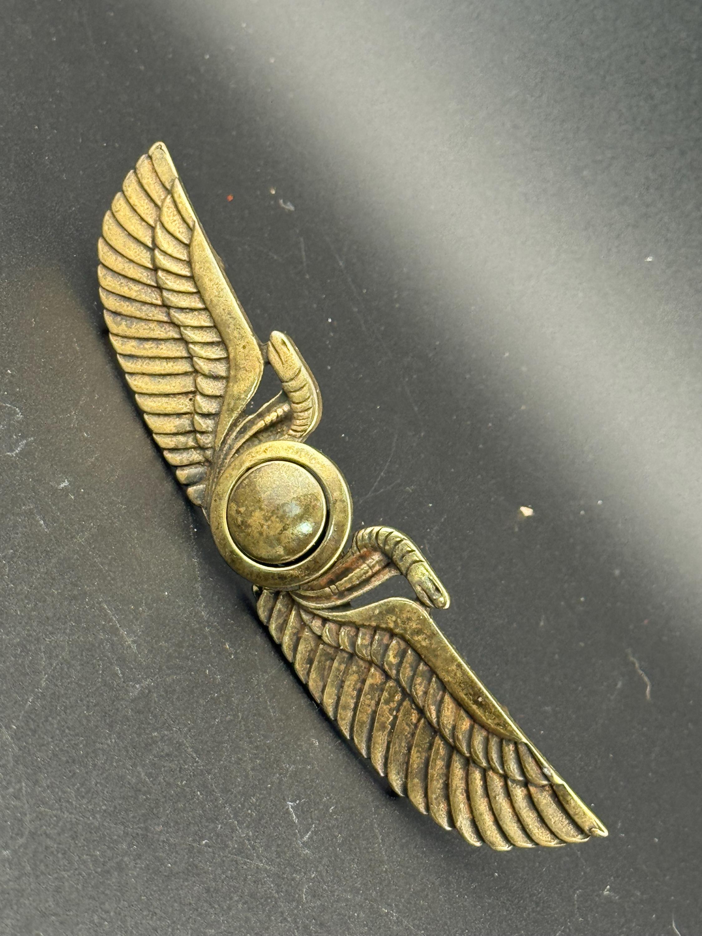 Vintage brass wings of Isis German military belt buckle stamped ges gesch ww11