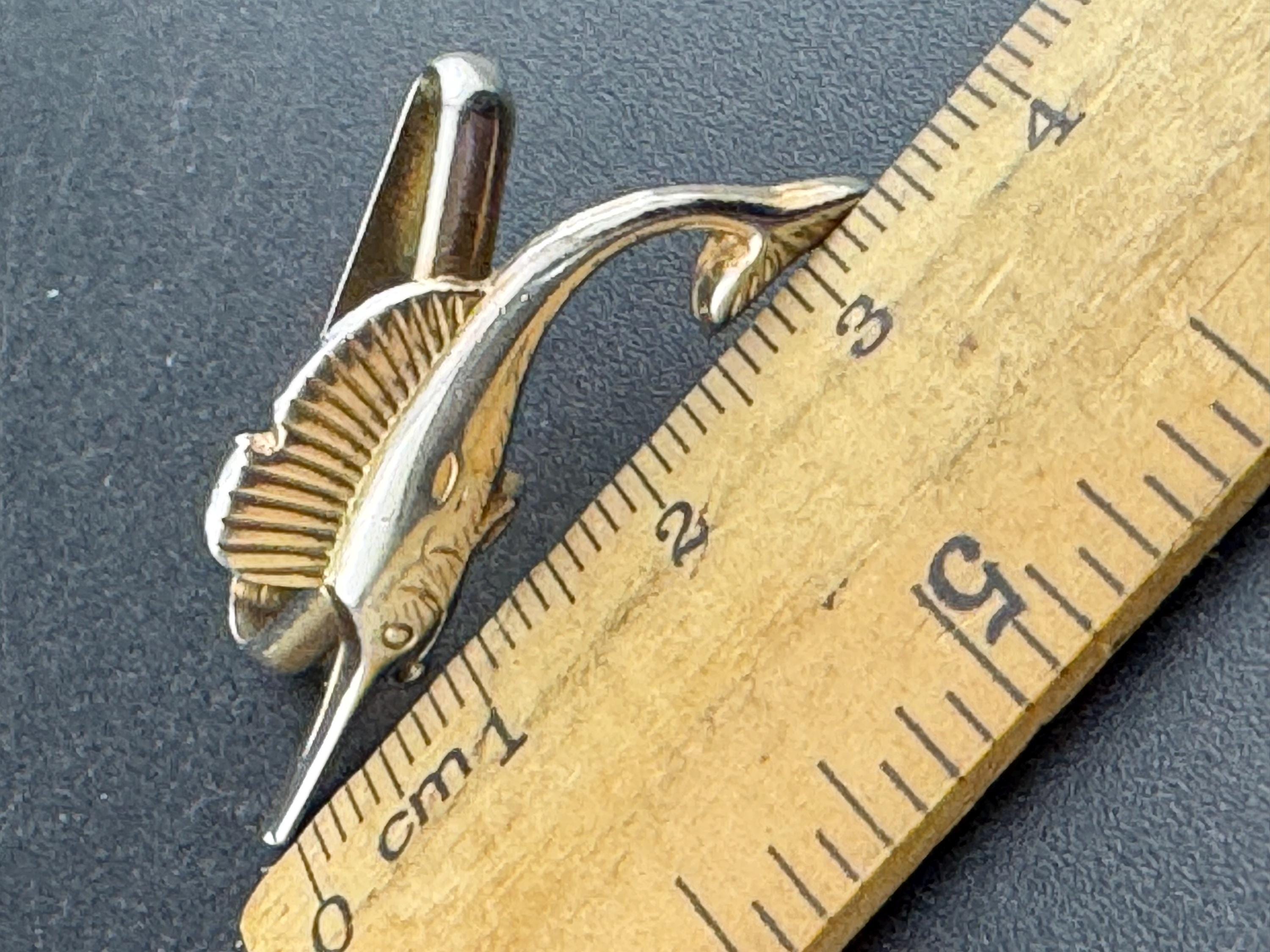 Vintage dainty Gold Tone nautical flying fish Scarf Clip ring