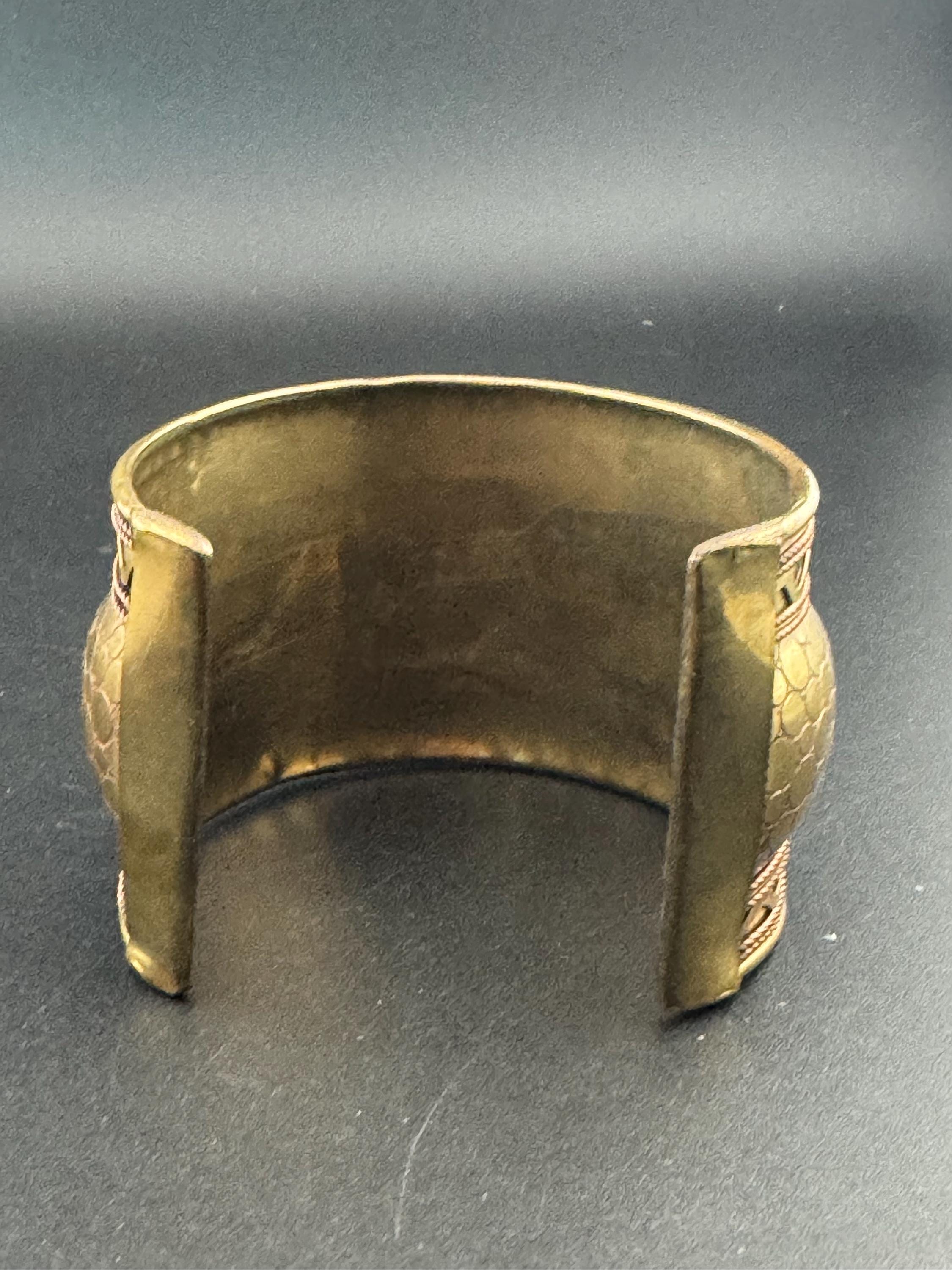 Vintage Engraved Brass Cuff Bangle: Wide Open Boho Bracelet