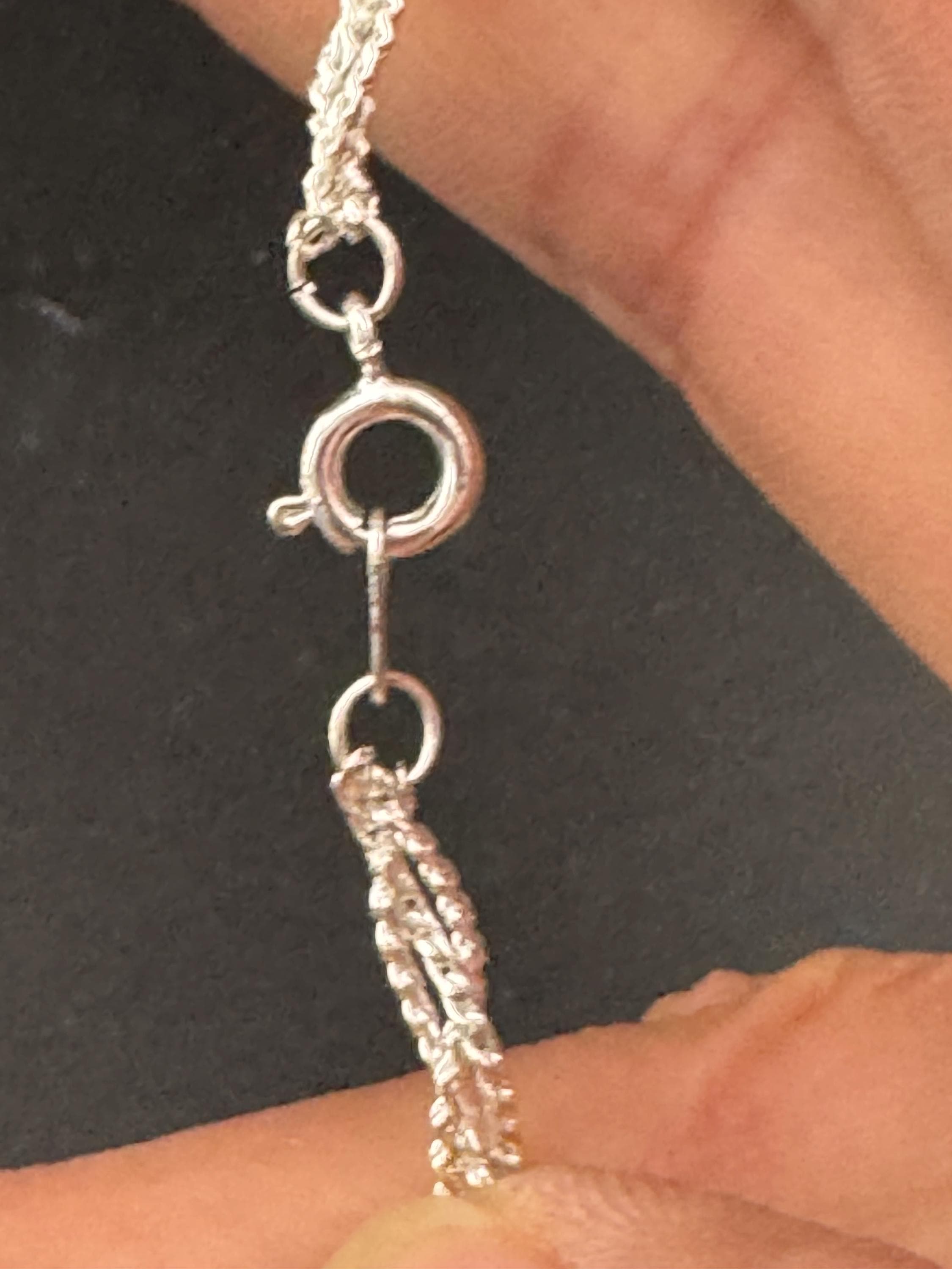 Retro 80s short 42.5cm woven silver plated twisted chain necklace