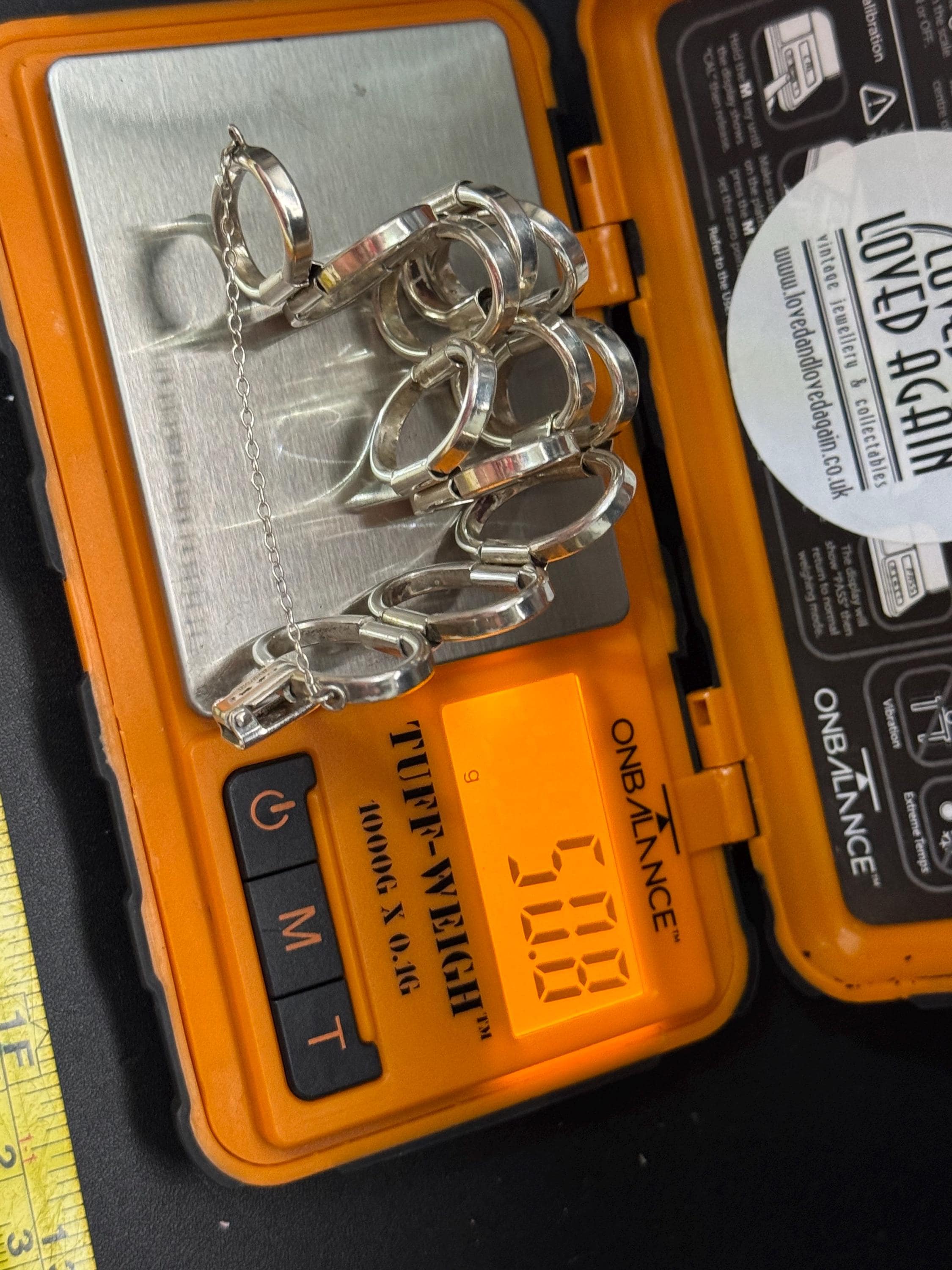 Vintage Retro 925 Sterling Silver panel link modernist chain link chunky bracelet 50.8 grams