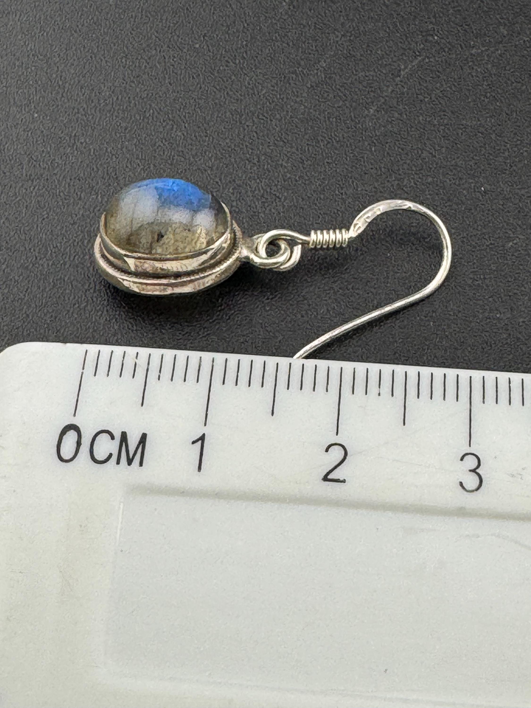 Natural labradorite gem stone stamped 925 silver drop retro earrings vintage