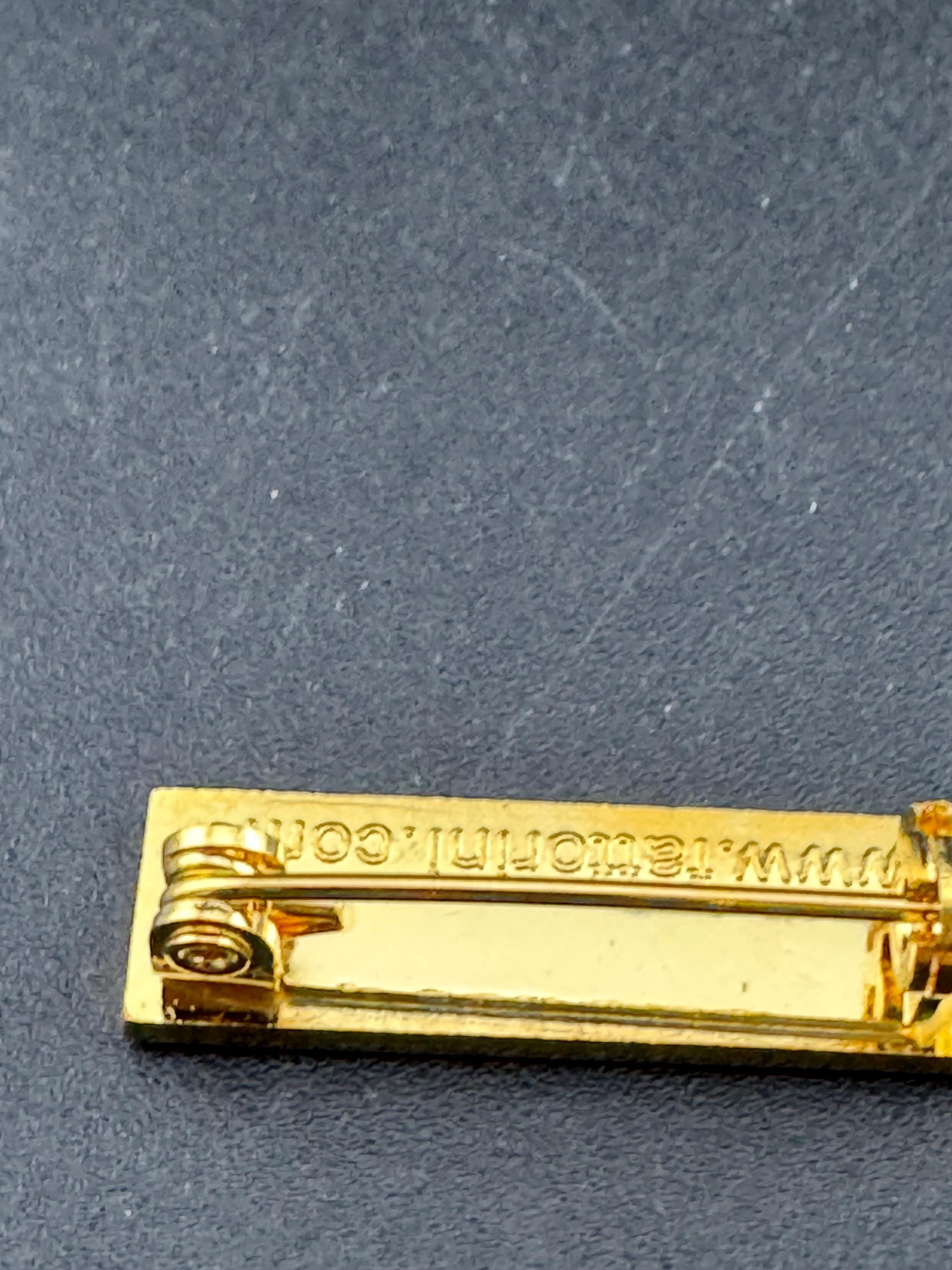 Vintage retro small yellow enamel brass swimming old school badge pin brooch
