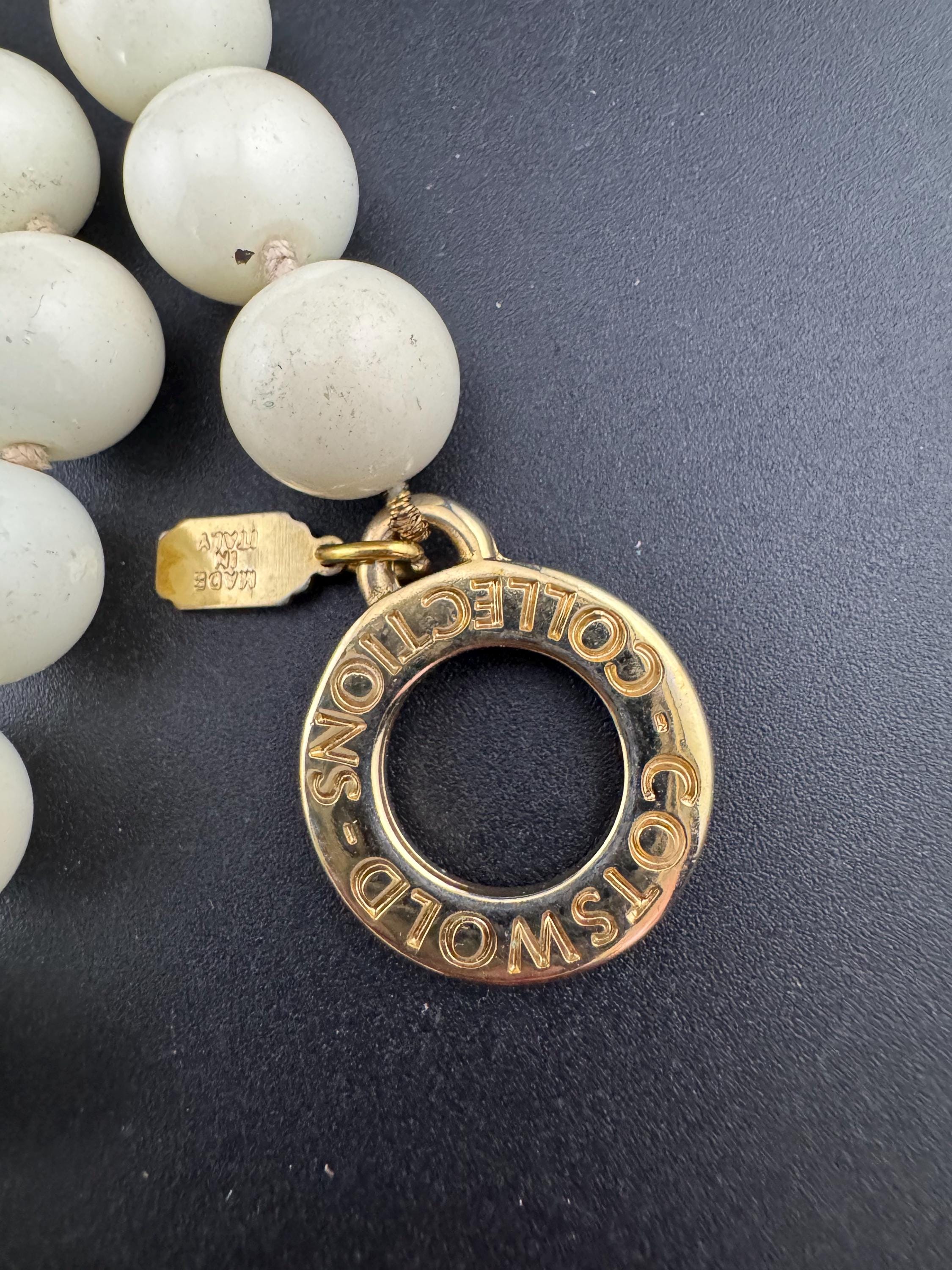 Signed Cotswold Collections Italian glass large beaded cream necklace adj to 50cm