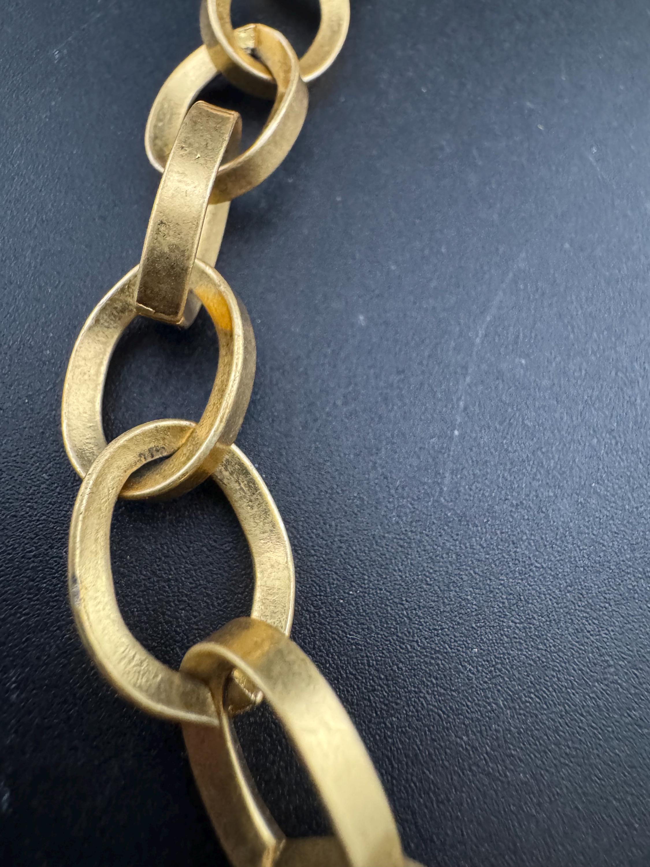 Signed SENSE Copenhagen Matt gold tone Etruscan style cable link choker chain necklace adj