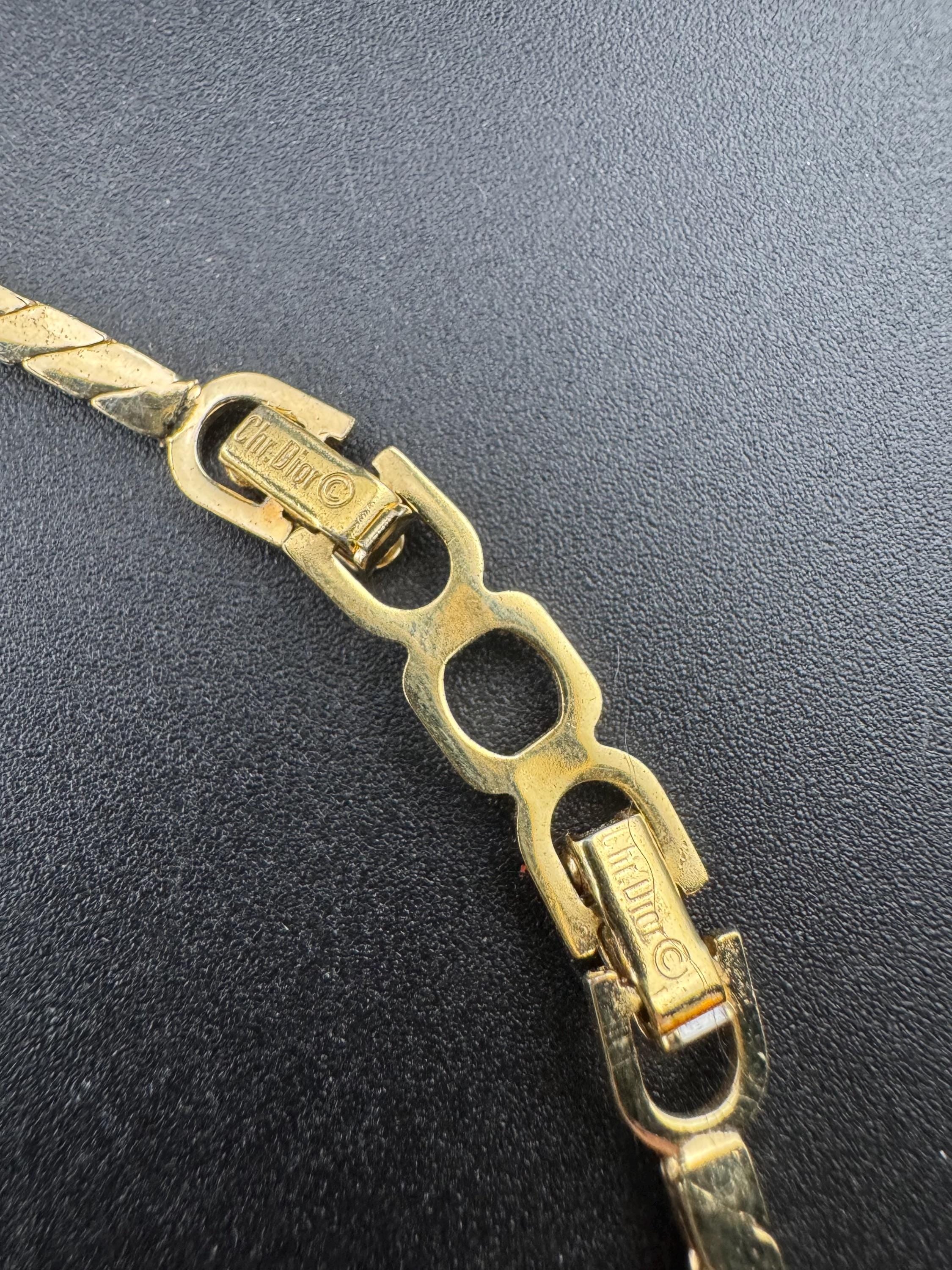 Vintage Christian Dior designer rope trust diamanté pendant chain necklace 41cm fully signed