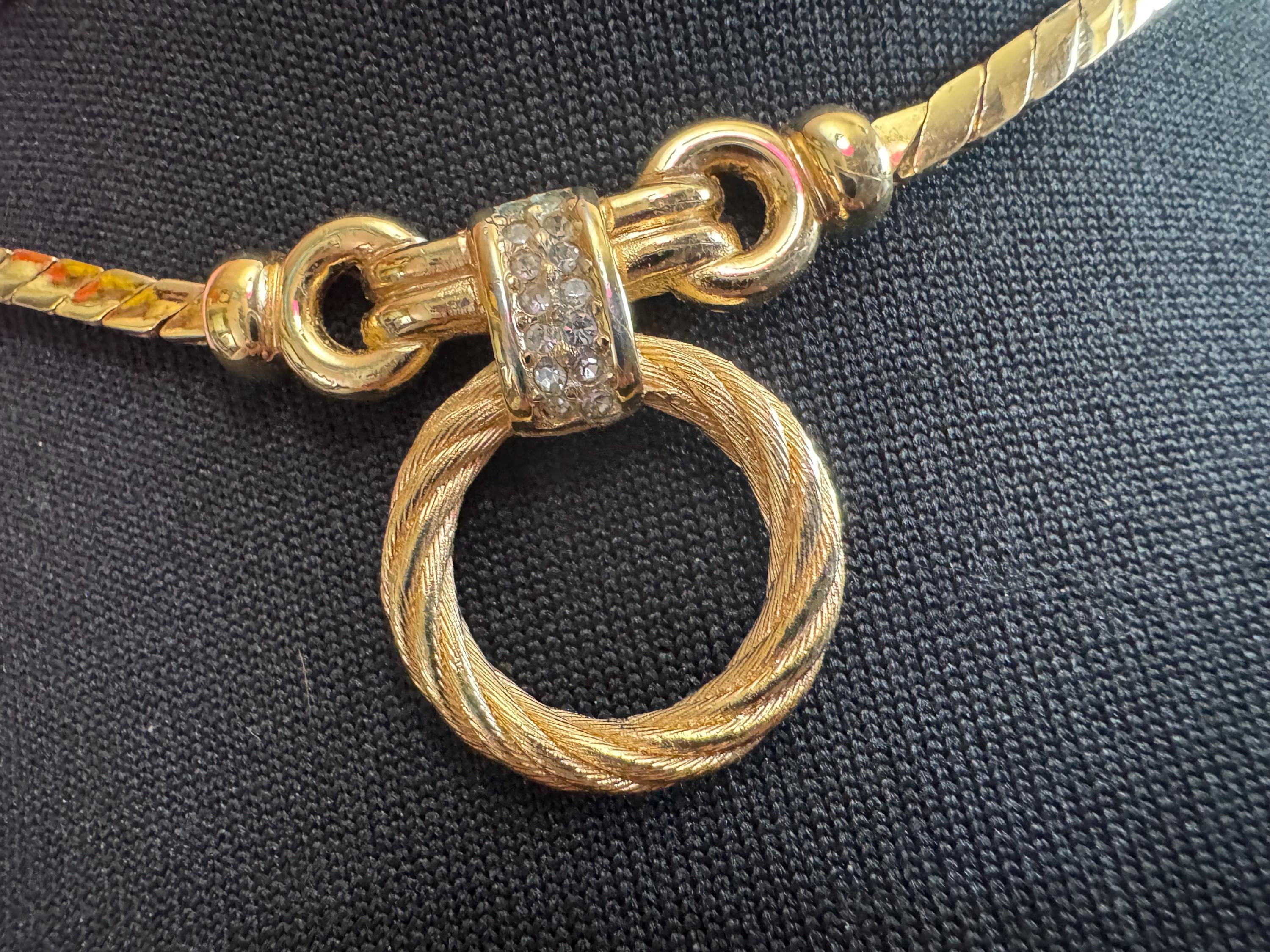 Vintage Christian Dior designer rope trust diamanté pendant chain necklace 41cm fully signed