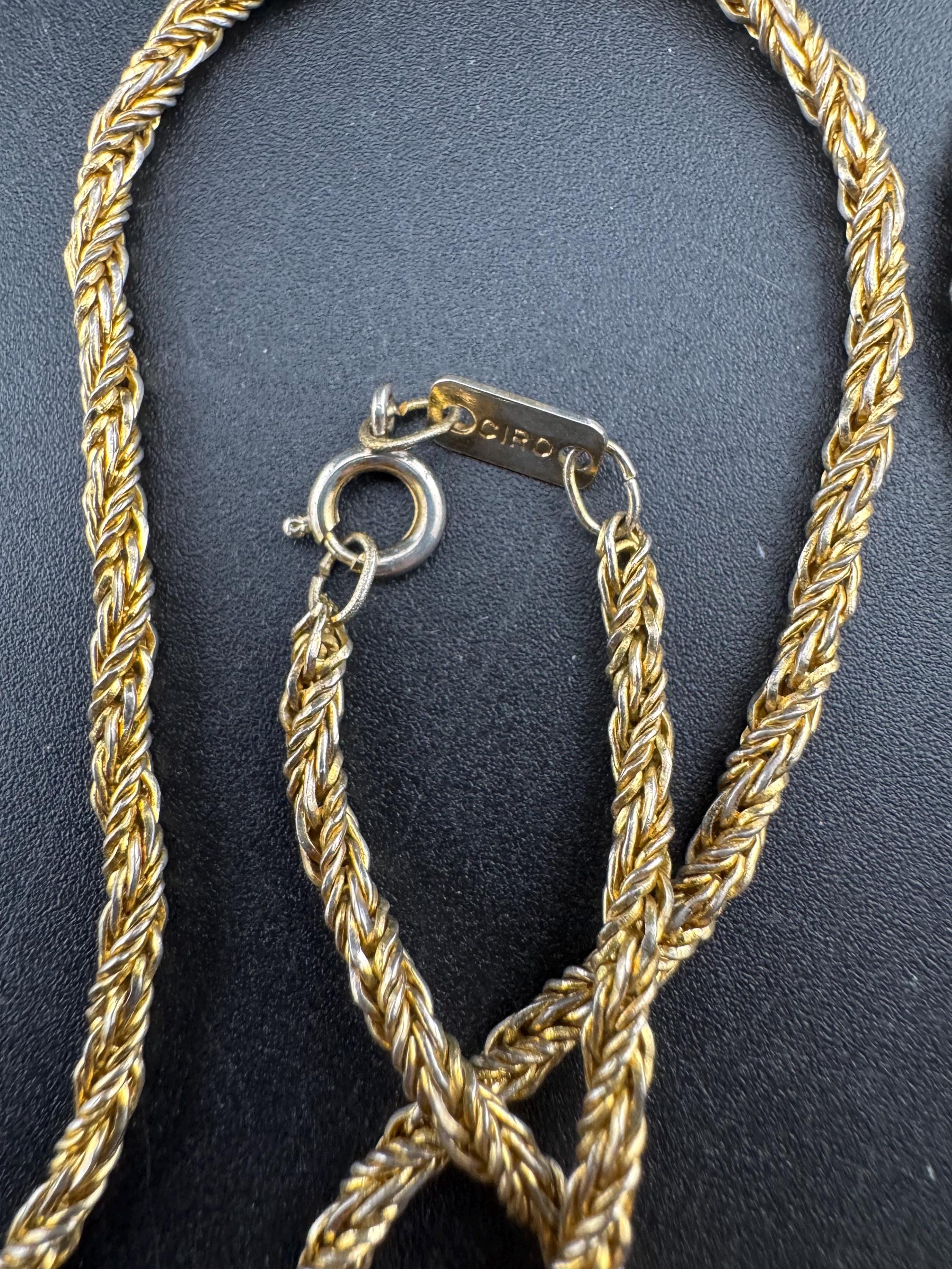 Signed CIRO vintage long 80cm gold tone rope chain necklace, ideal layering