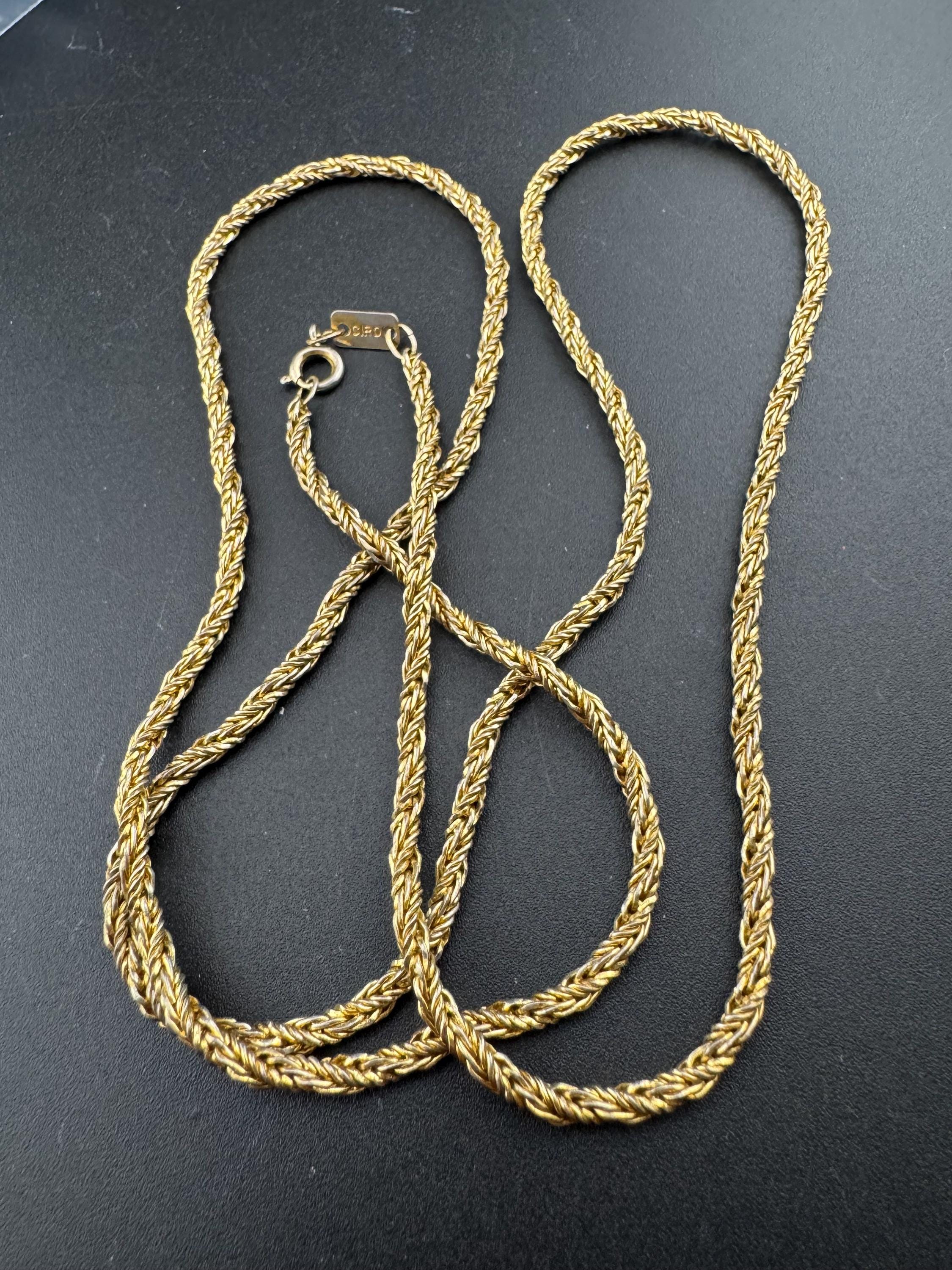 Signed CIRO vintage long 80cm gold tone rope chain necklace, ideal layering