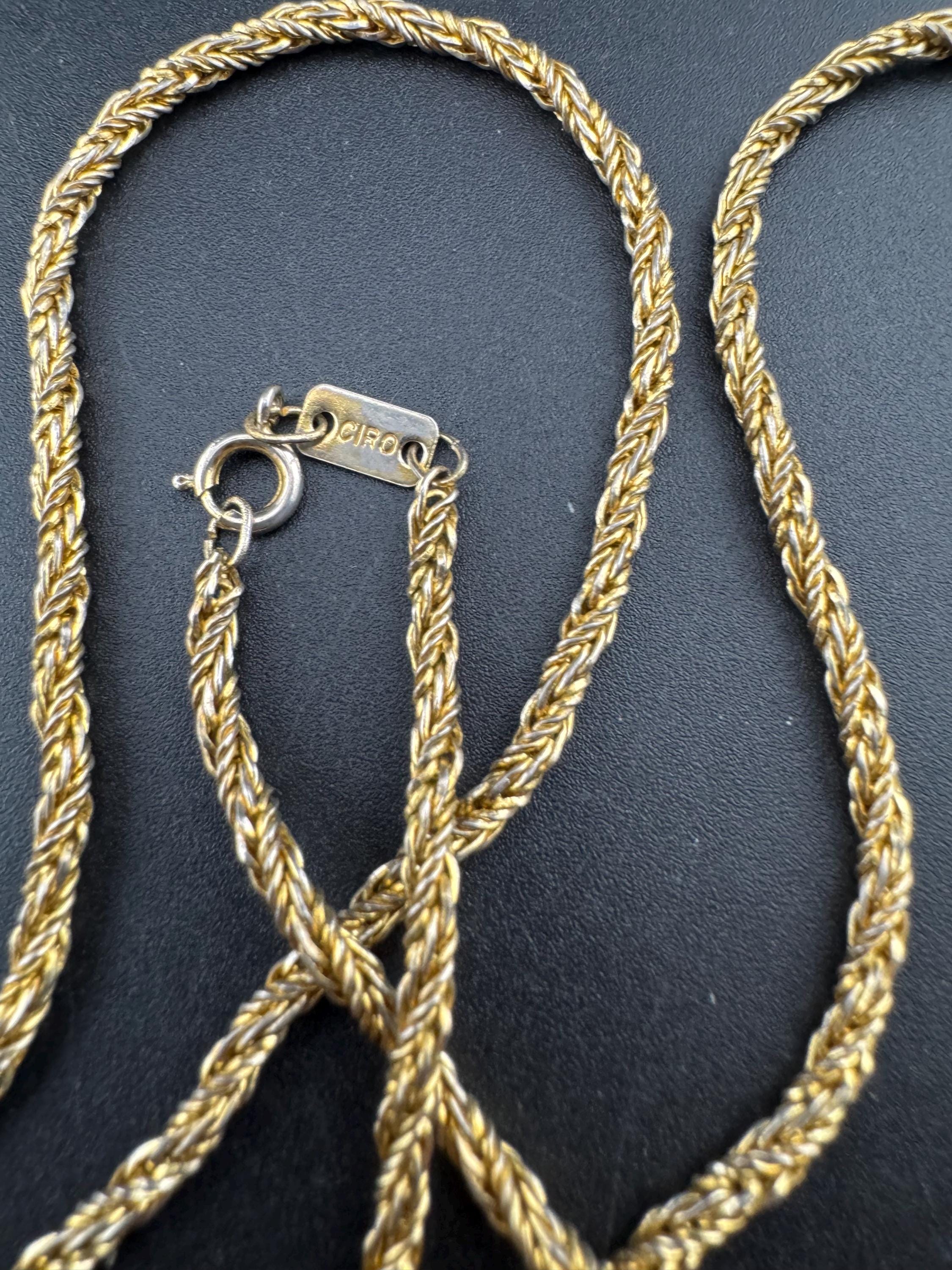 Signed CIRO vintage long 80cm gold tone rope chain necklace, ideal layering