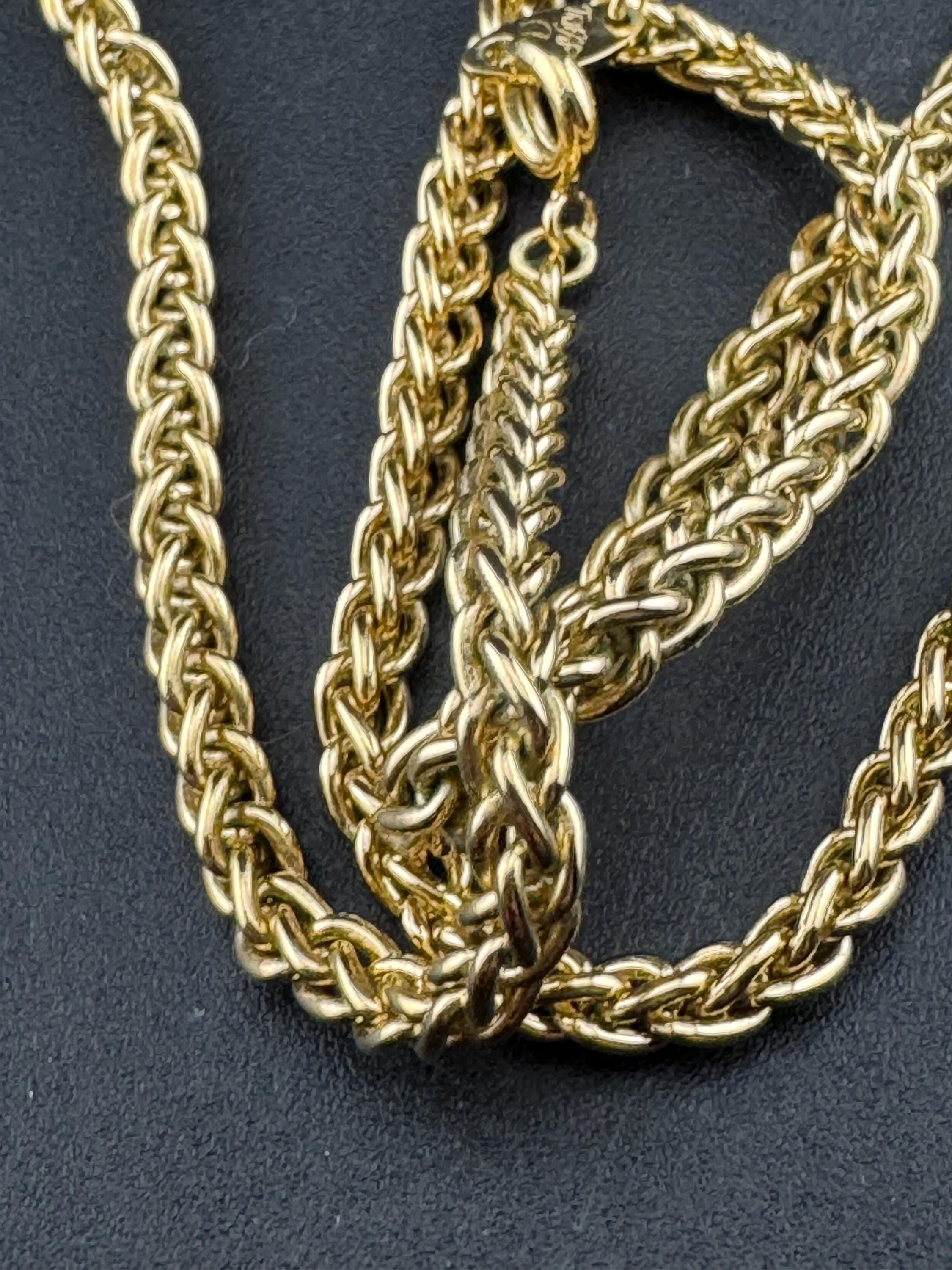 Signed TRIFARI designer Vintage Gold Tone short wheat chain necklace 40cm