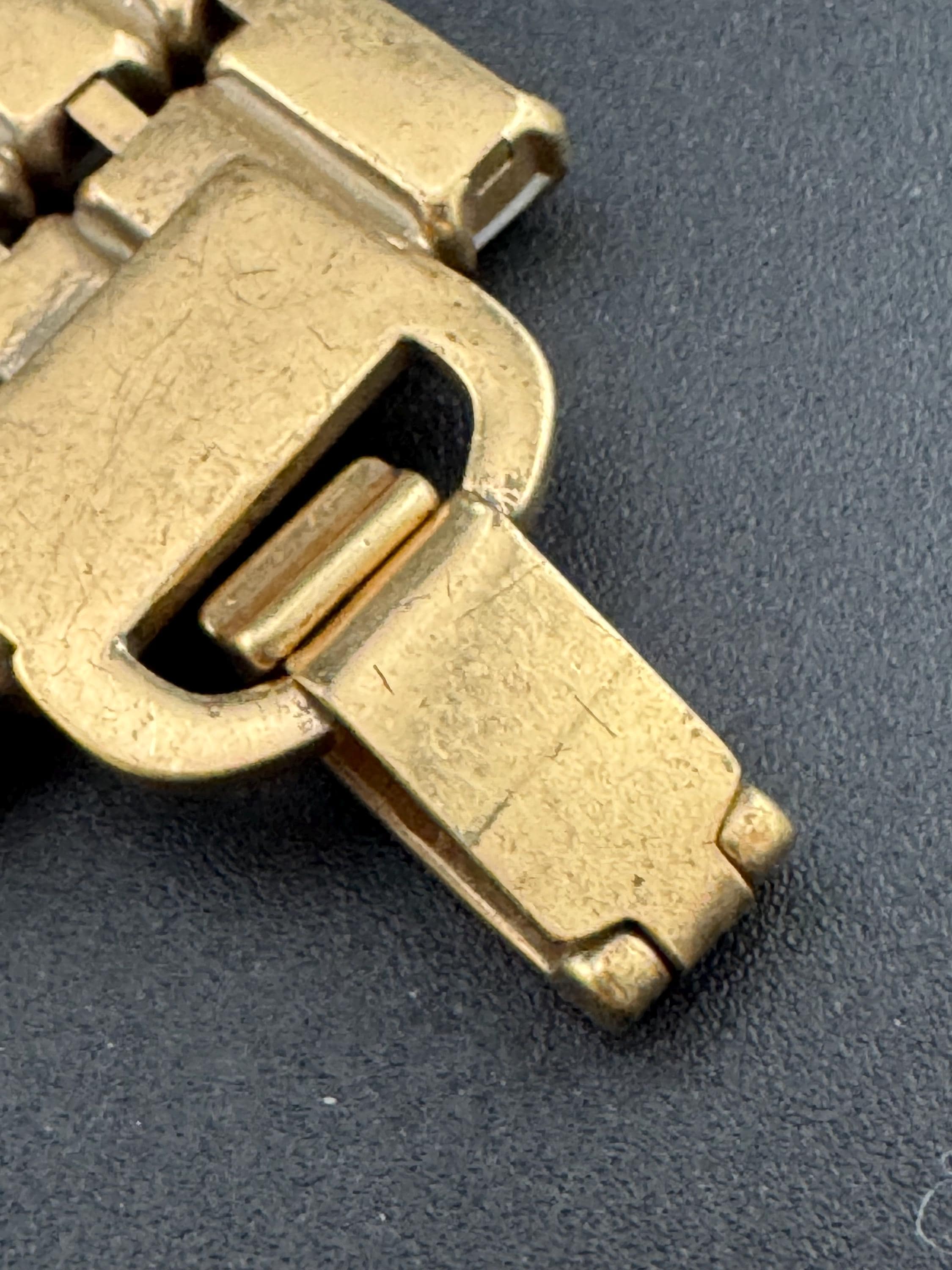 Vintage ANN TAYLOR neutral cream cabochon set wide gold tone panel link bracelet