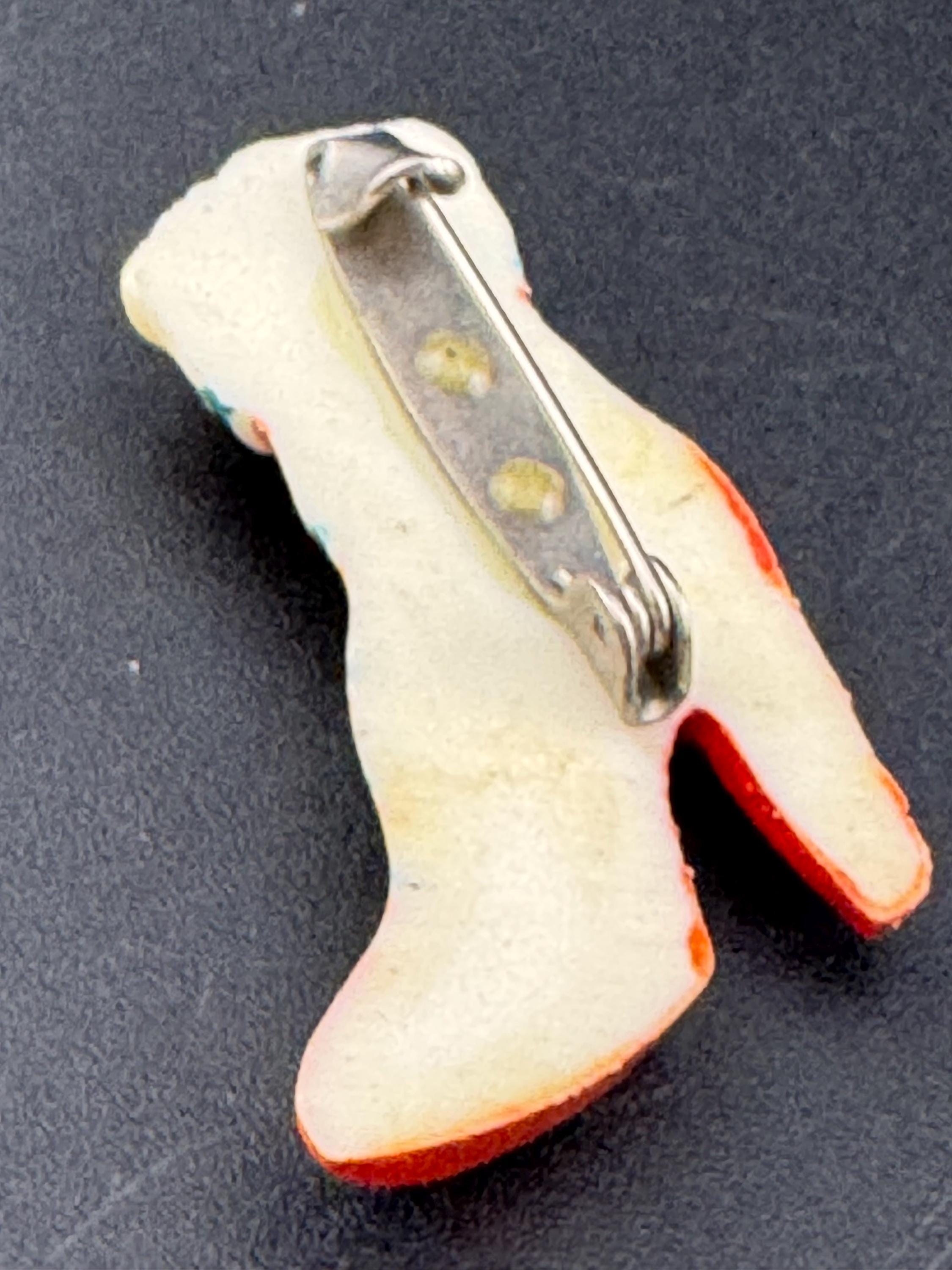 Early Plastic vintage bright red pair high heeled shoe brooch pin 1950s Antique Vintage celluloid Kitsch
