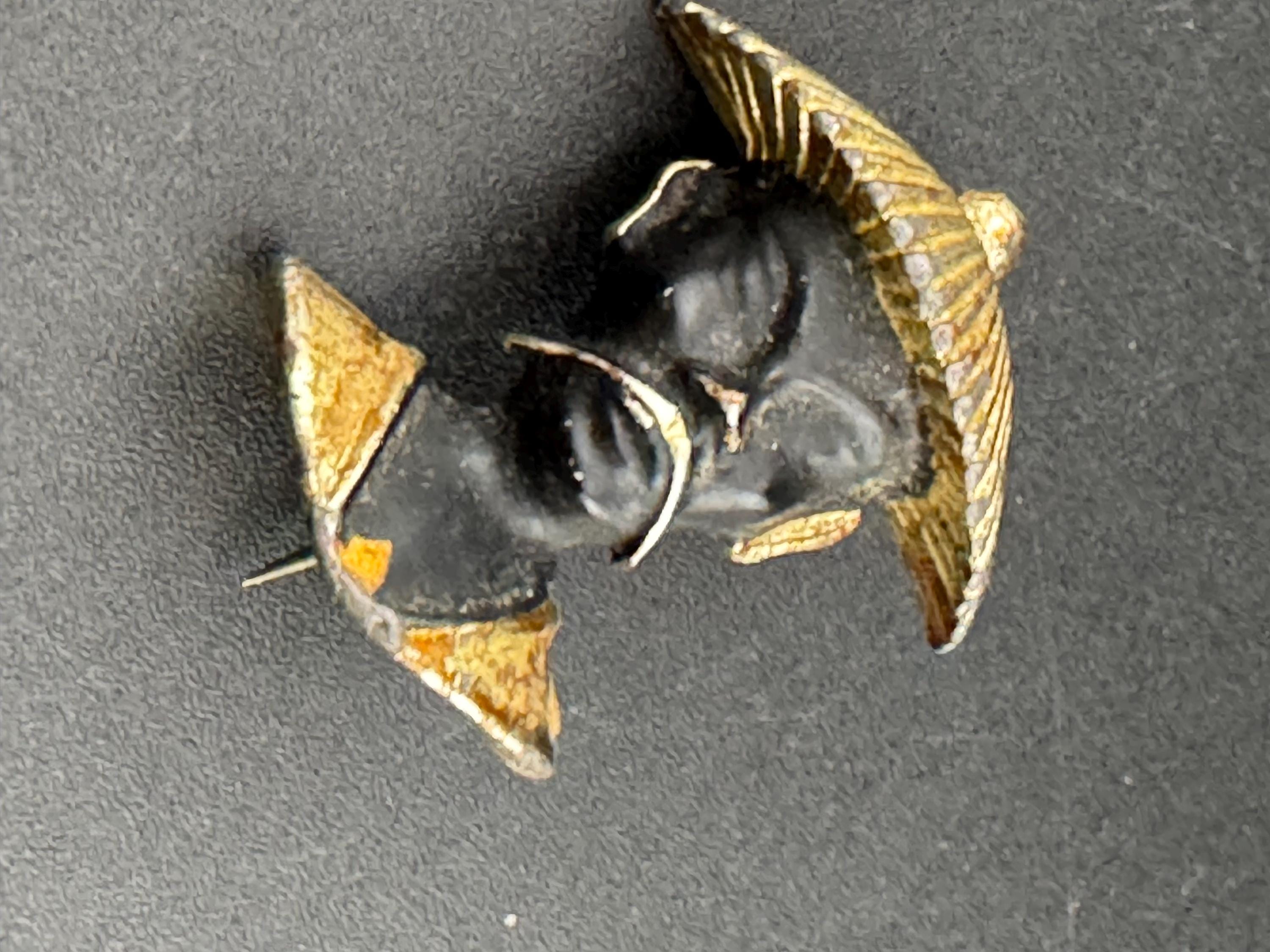 Vintage Gold Tone Far Eastern Chinese man brooch in Black Enamel