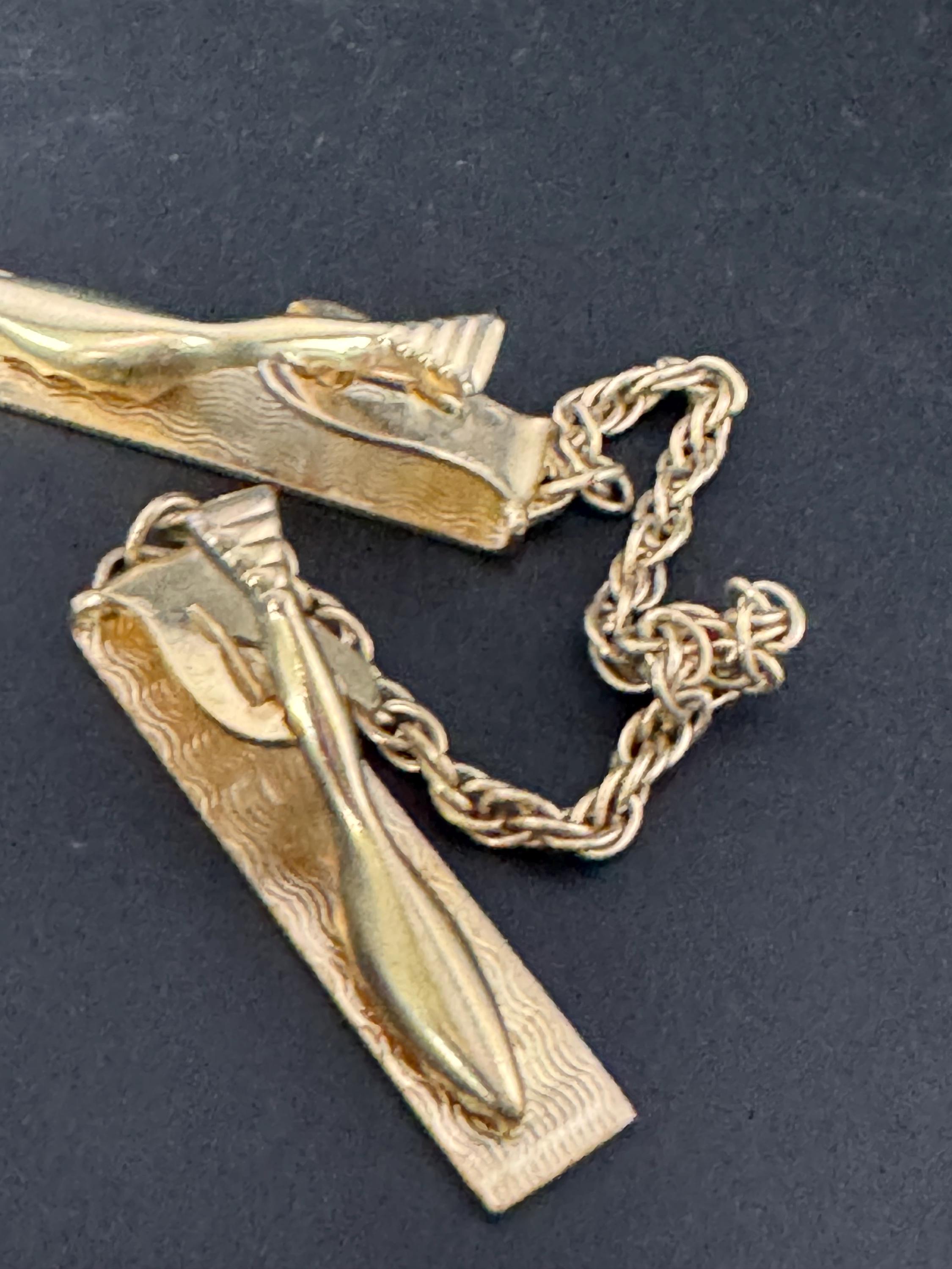 vintage double gold tone metal sweater guards jumper clips