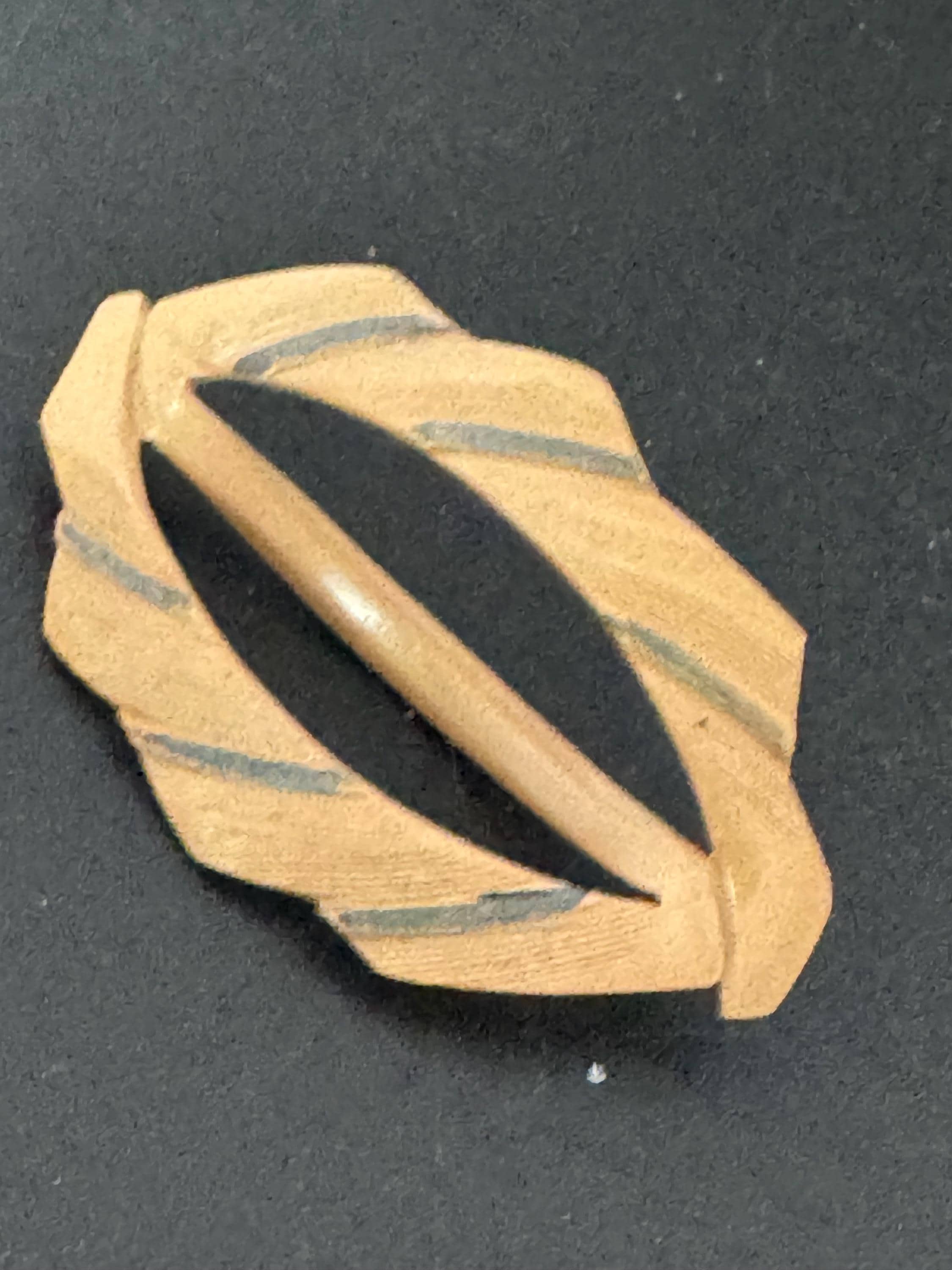 Art Deco Celluloid taupe brown Early Plastic Scarf Ring Bakelite 1920s 1930s 1940s