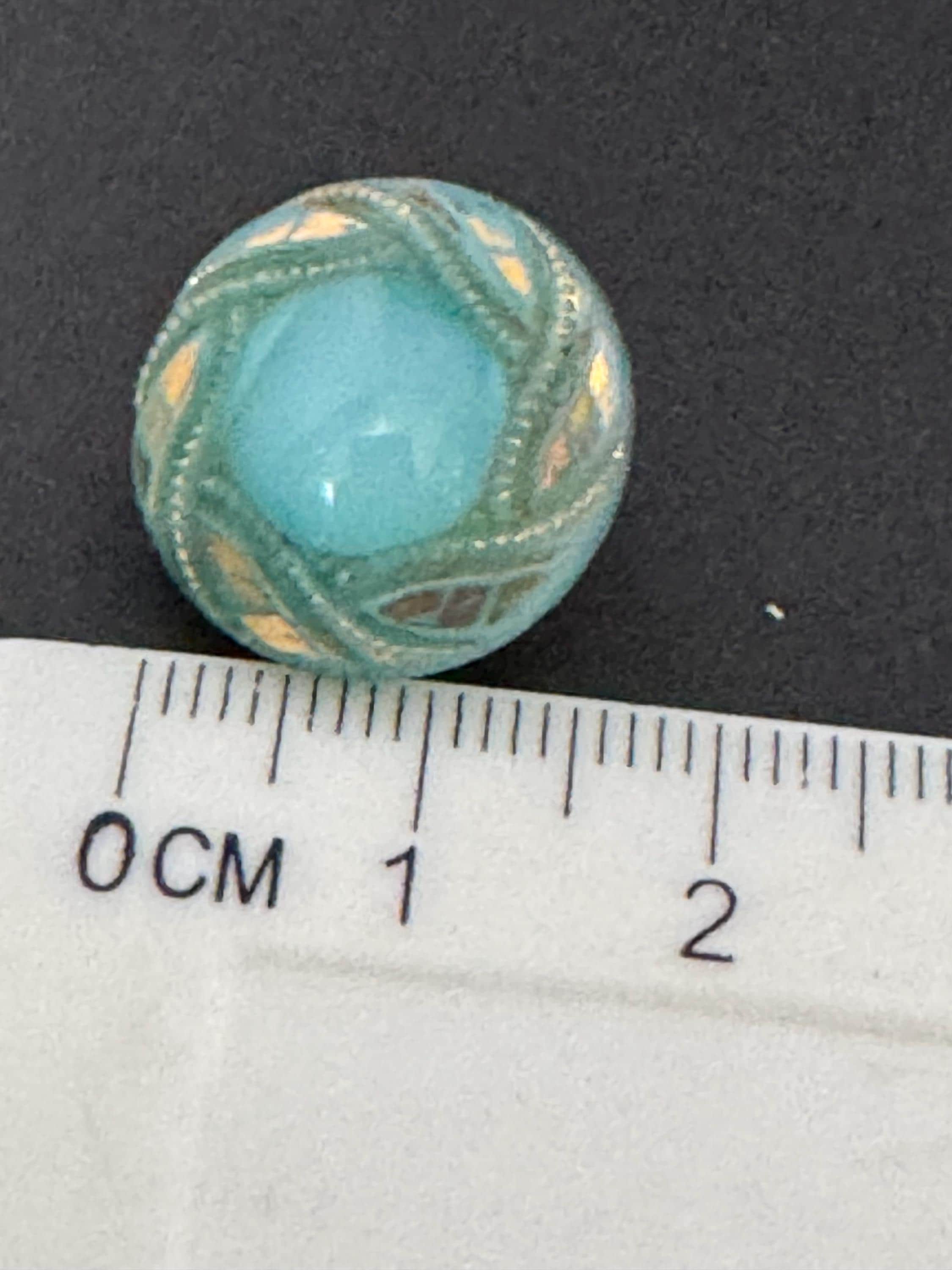 Vintage czech glass ice blue button Clip On Earrings, 1950s 1940s