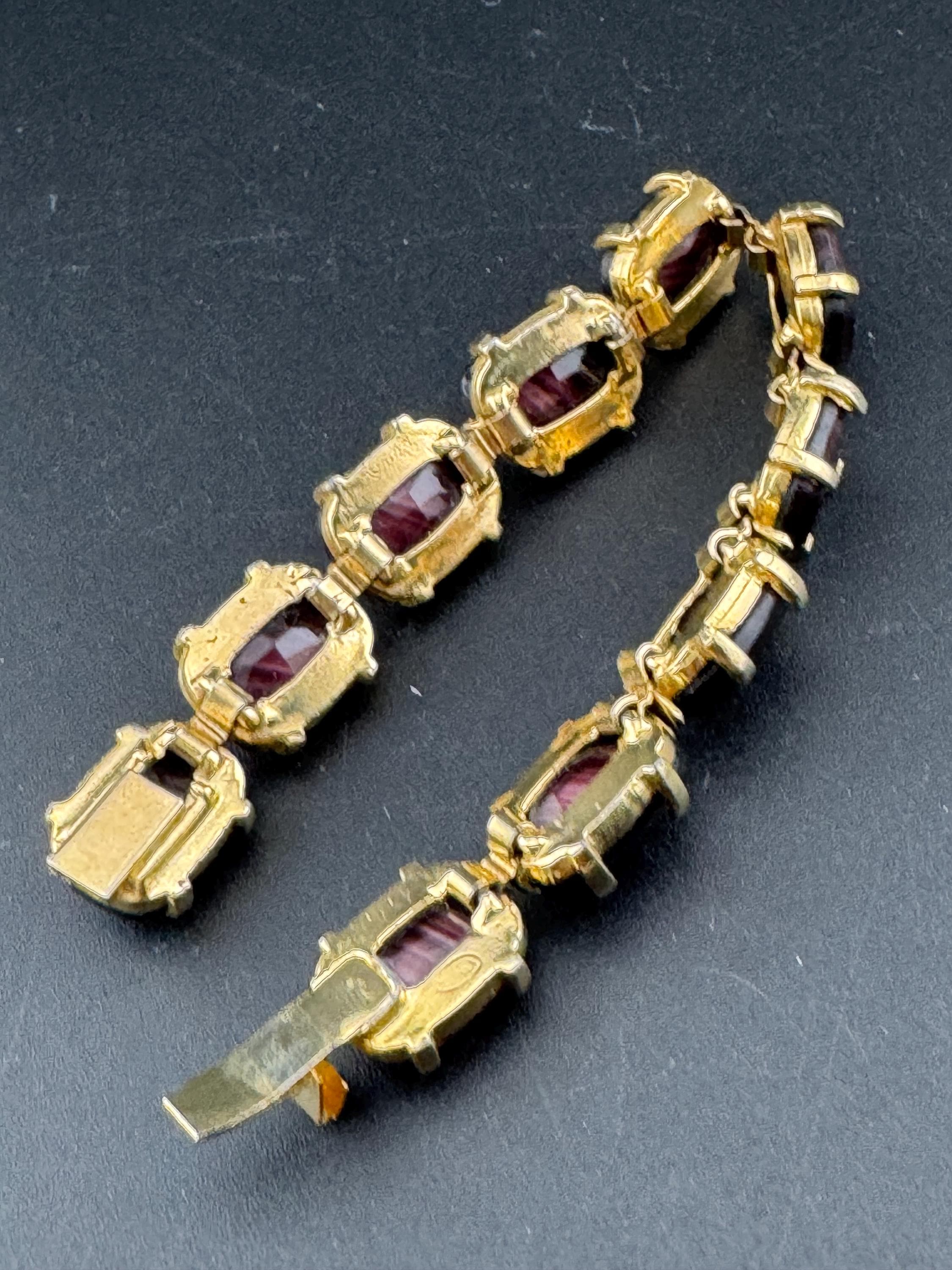 vintage purple givre Glass Gold Tone cocktail bracelet 19cm