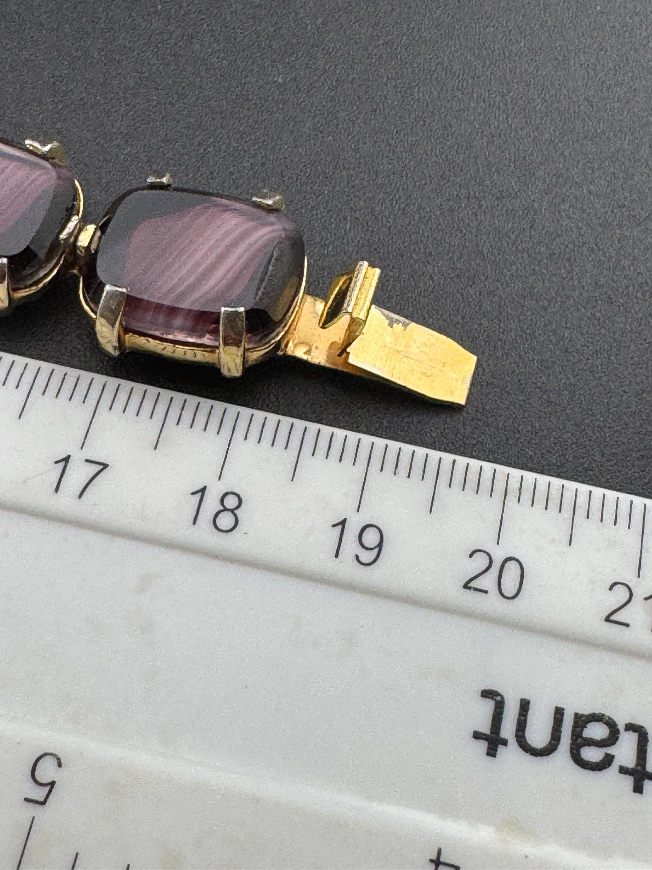 vintage purple givre Glass Gold Tone cocktail bracelet 19cm