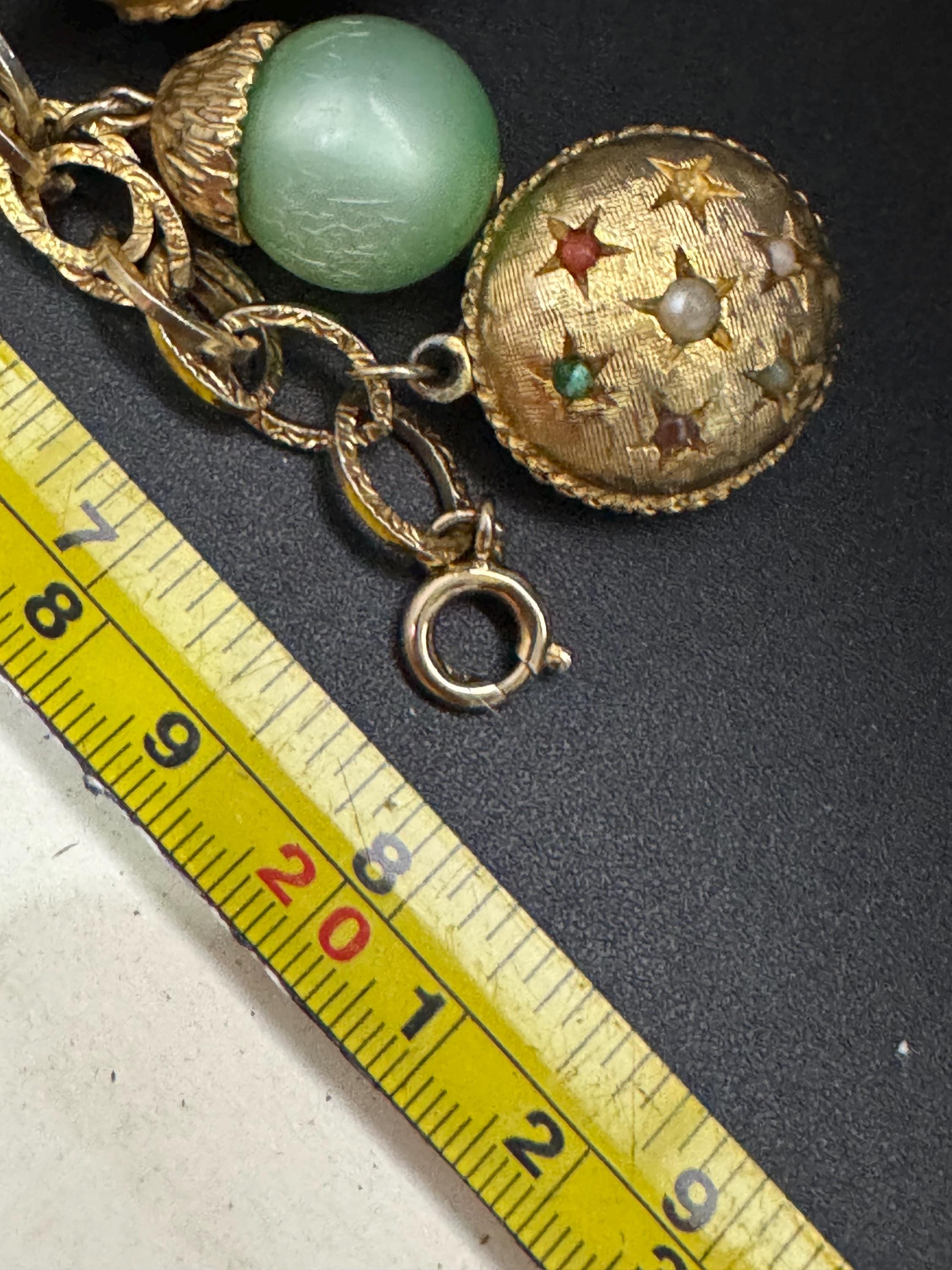 As found Vintage Gold tone chain link chunky charm bracelet 1960s 1970s Etruscan