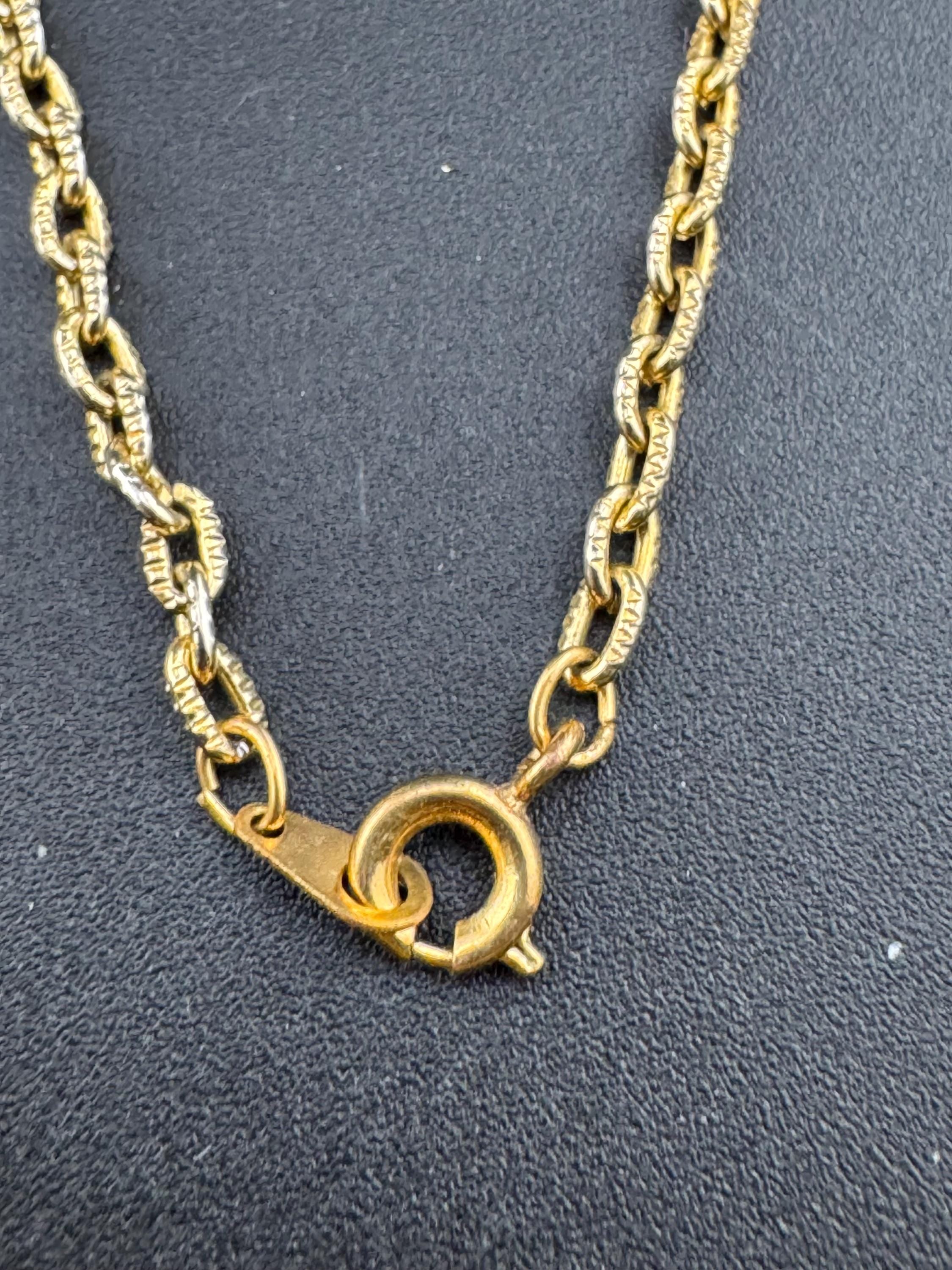 Vintage gold tone mid century faux gemstone set modernist panel link necklace 48cm