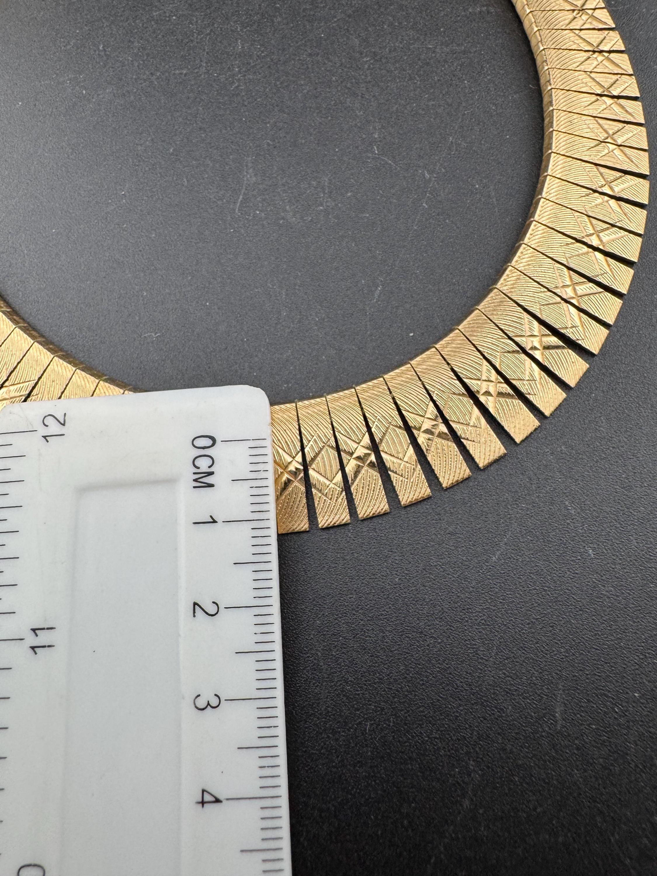 Vintage cleopatra Egyptian gold tone wide choker necklace